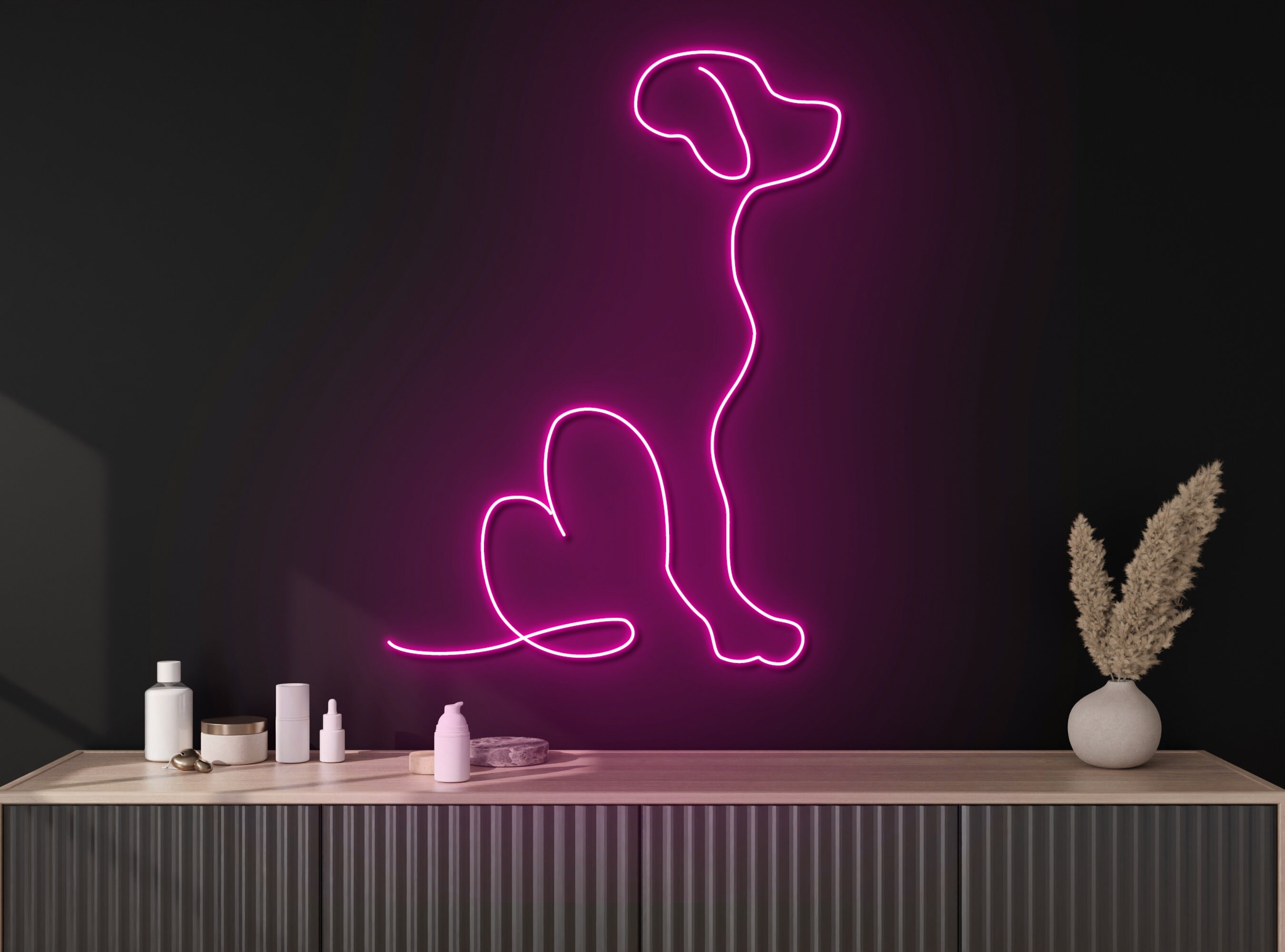 Golden Dog Neon Sign Wall Decoration