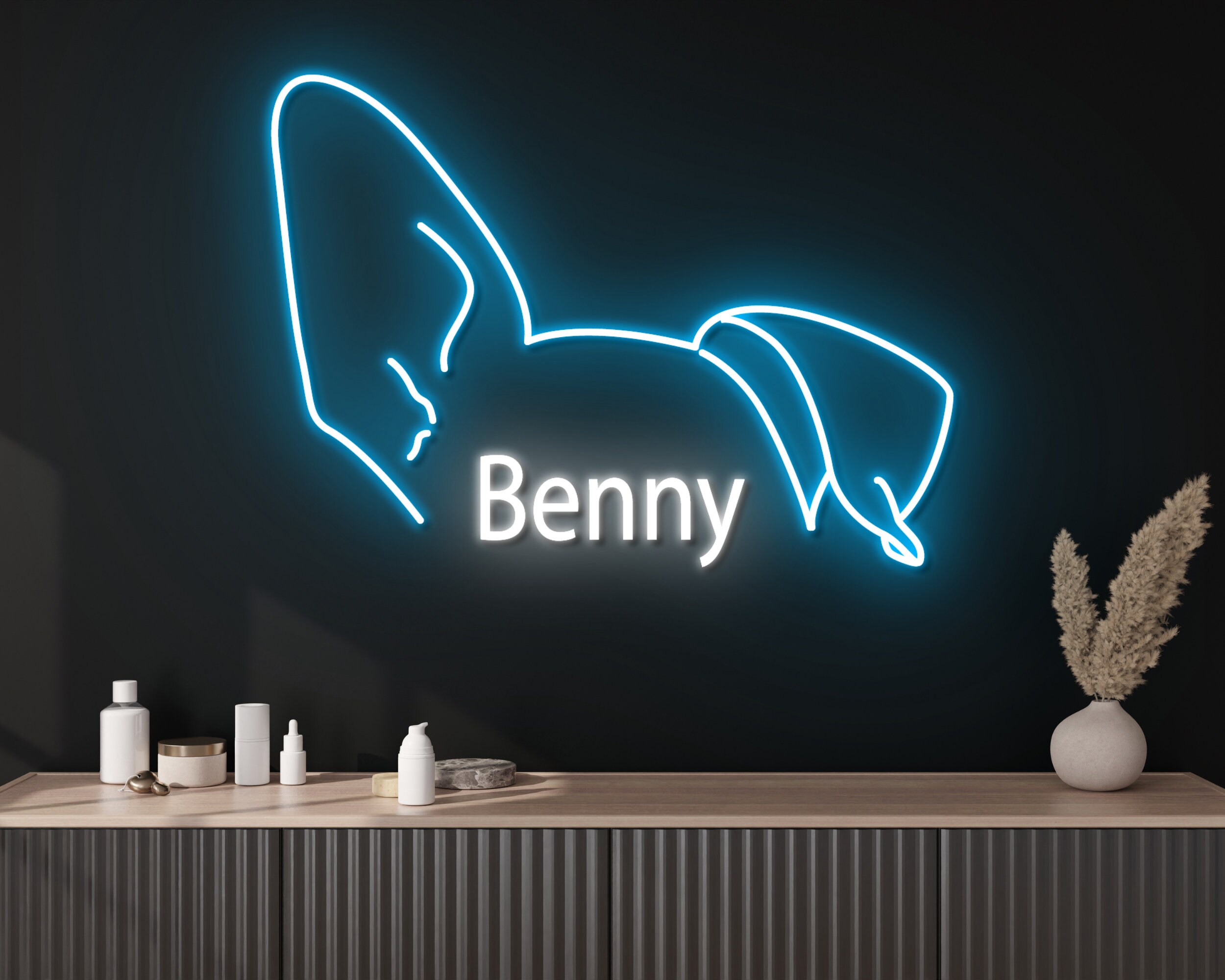 Custom Ear Dog Name Neon Sign