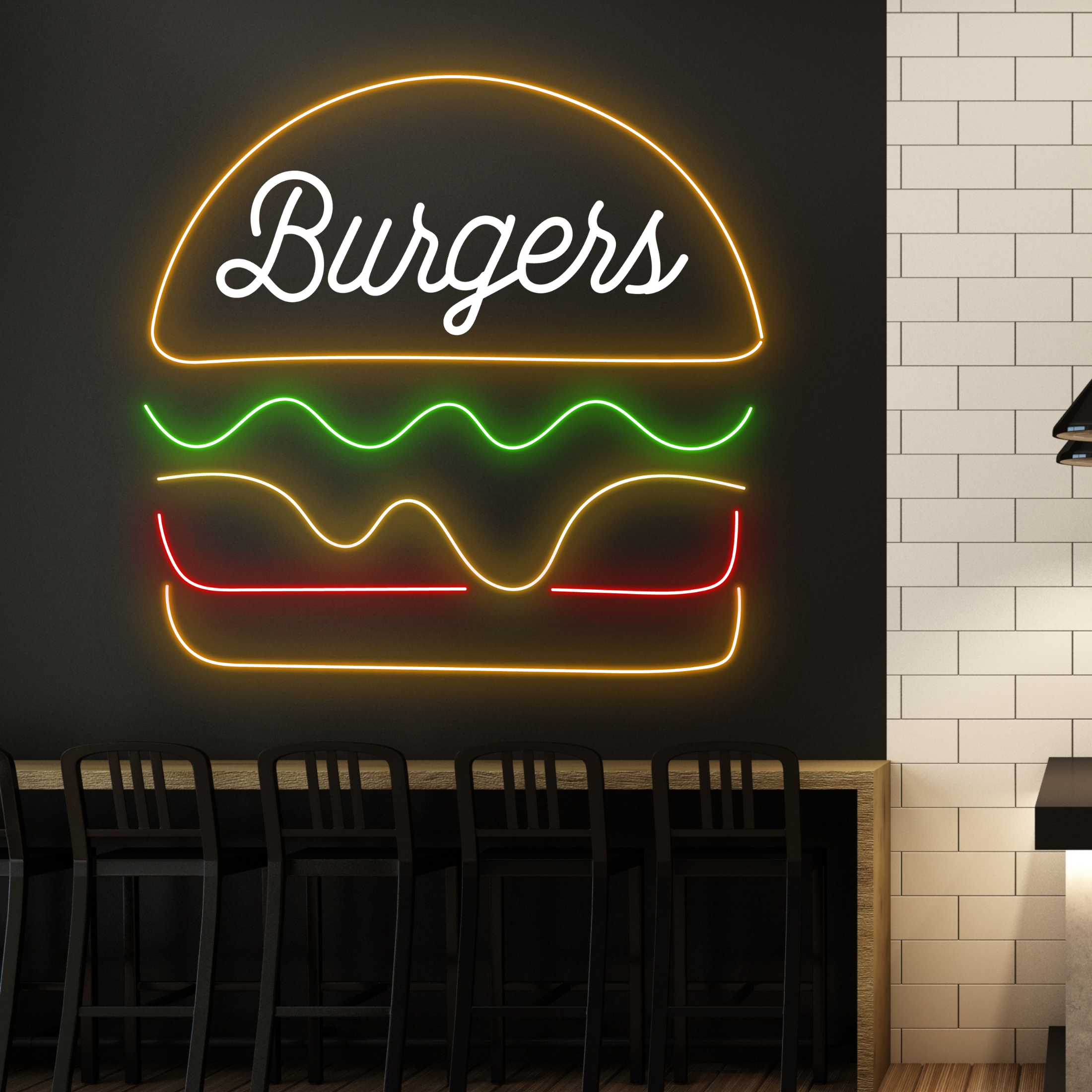Burgers Neon Signs Fast Food Signboard