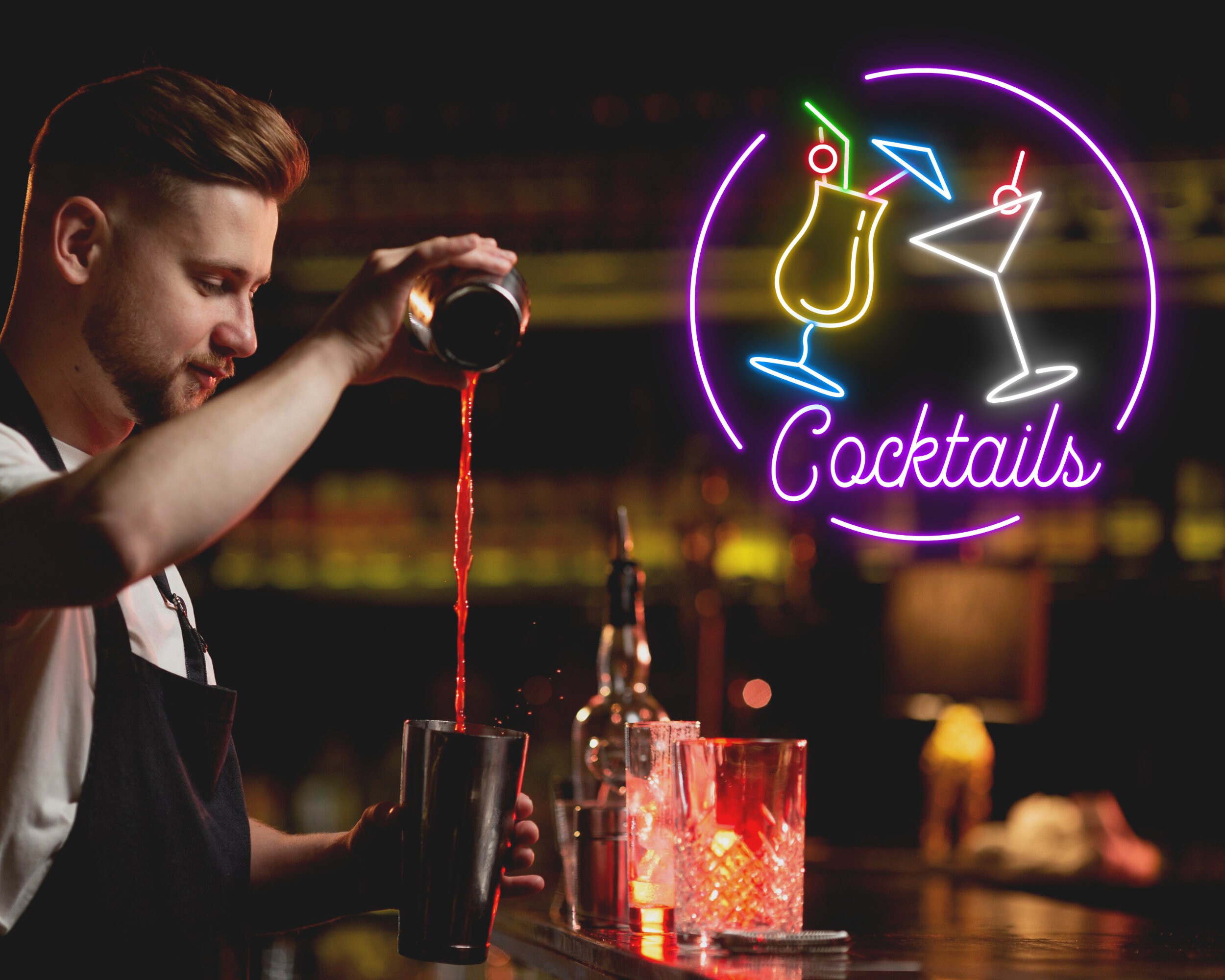 Cocktails Cup Bar Pub Neon Signs Decor sign
