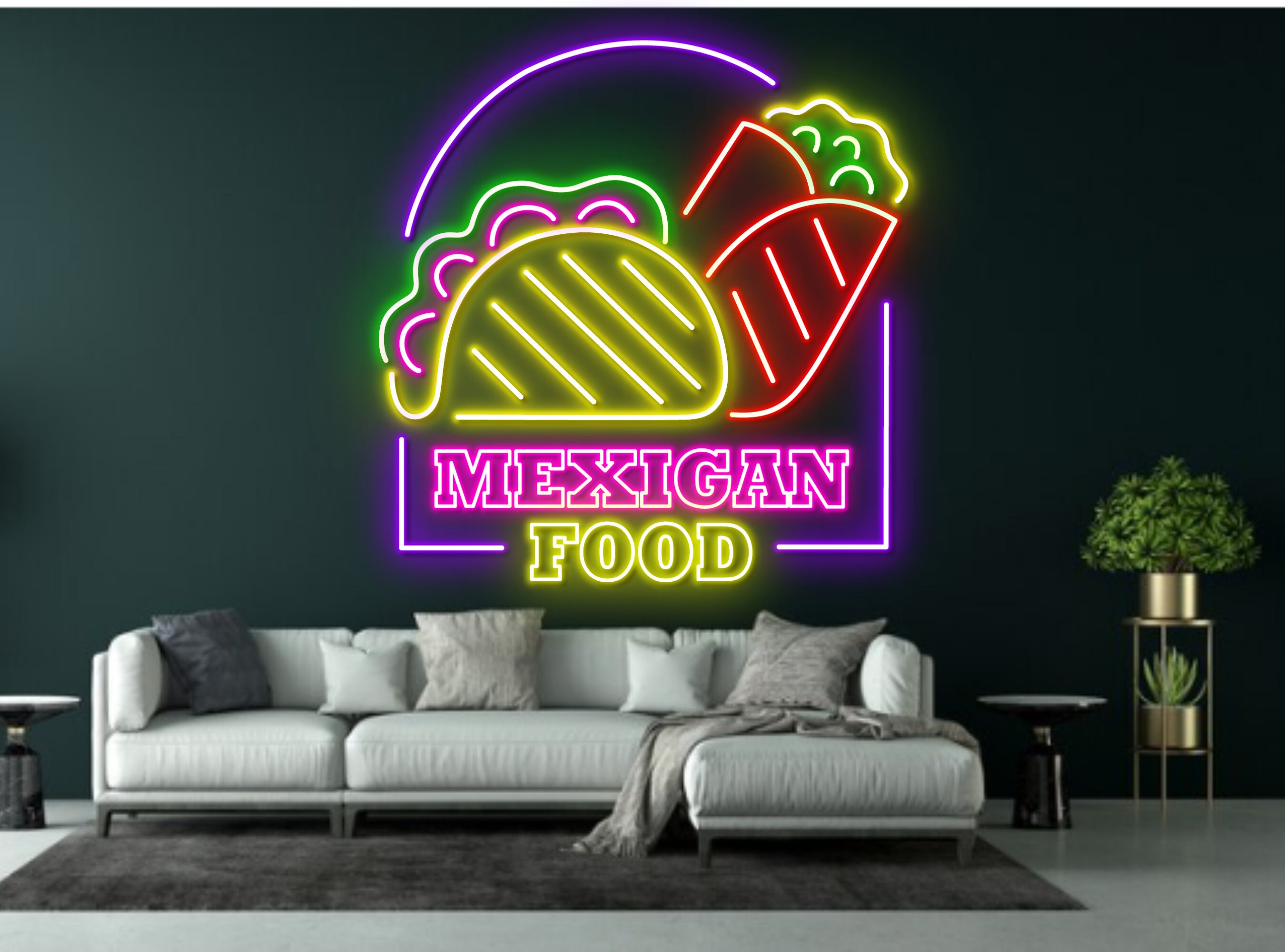 Mexico Food Taco Neon Sign Mexican Food Art