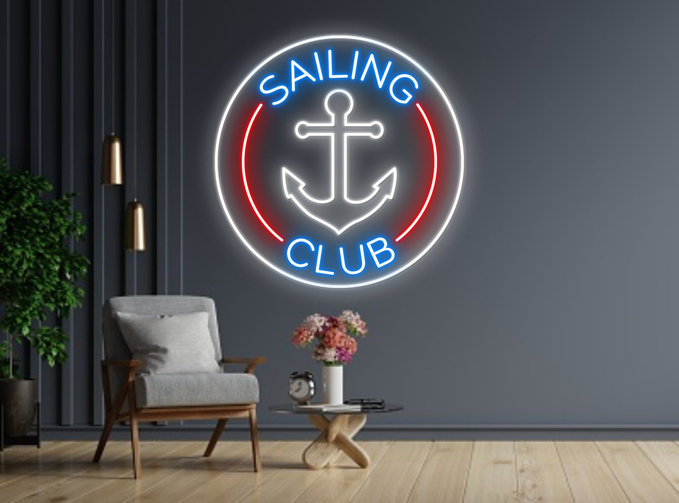 Sailing Club Anchor Beach Neon Sign Anchor Wall Decor