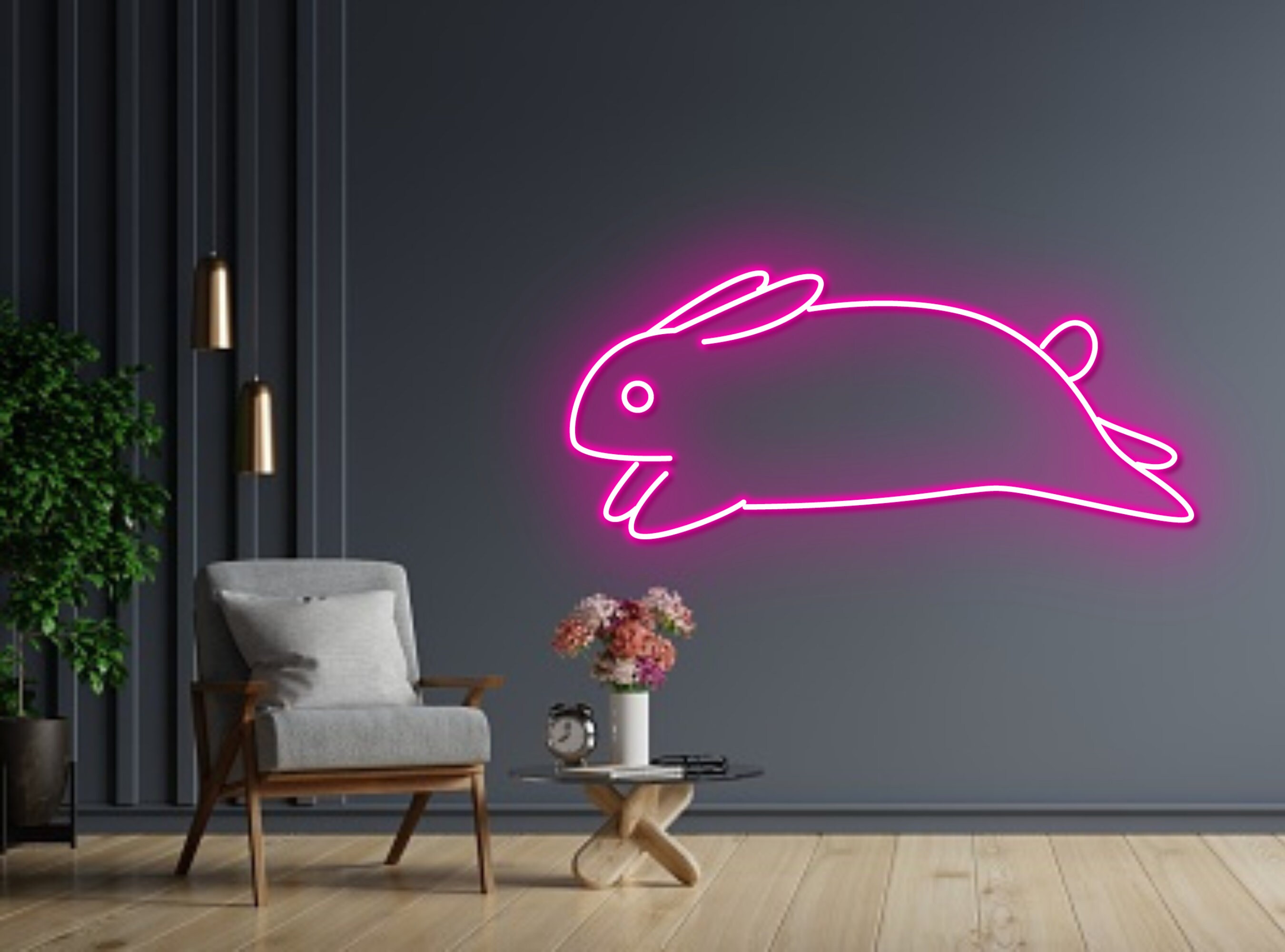 Jumping Bunny Rabbit Neon Sign