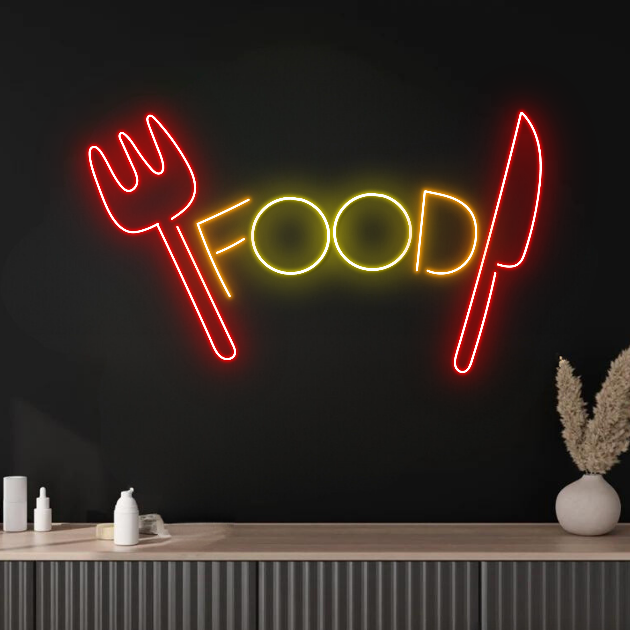 Food Neon Sign Fast Food Store Long-lasting Signboard Decor