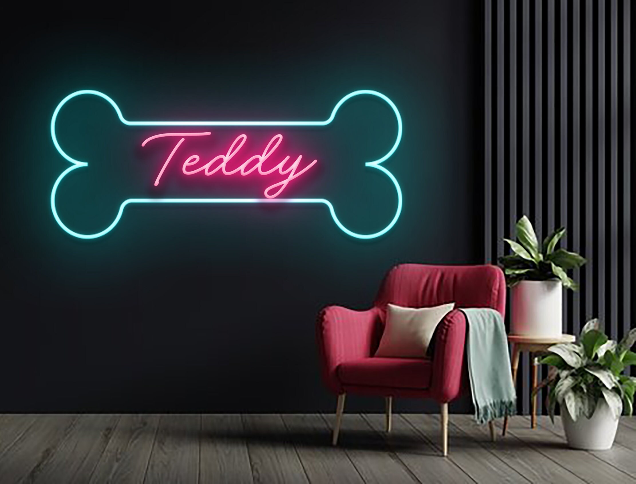 Custom Dog Bone Name Neon Sign