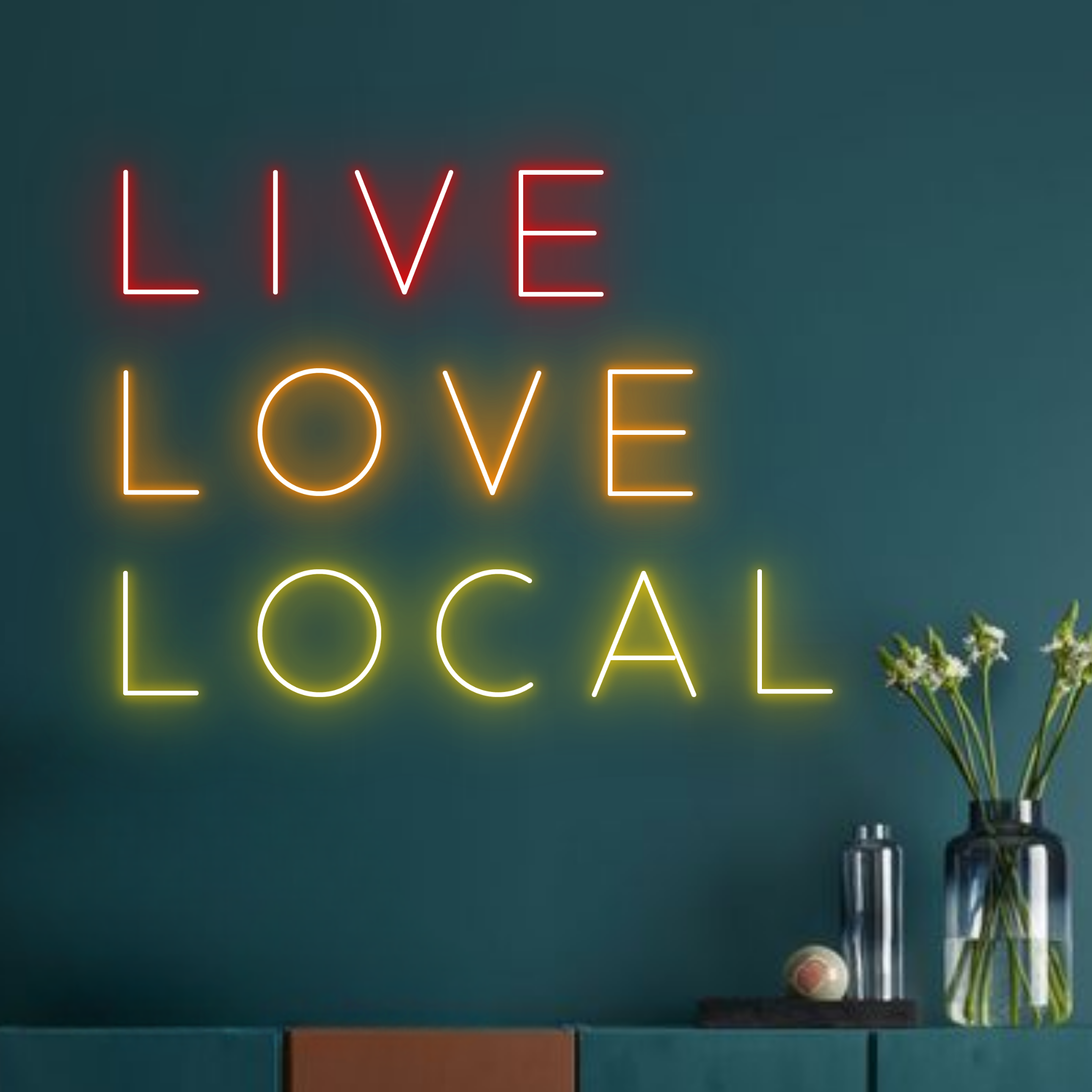 Live Love Local Neon Sign Shop Store Business Lights Decor
