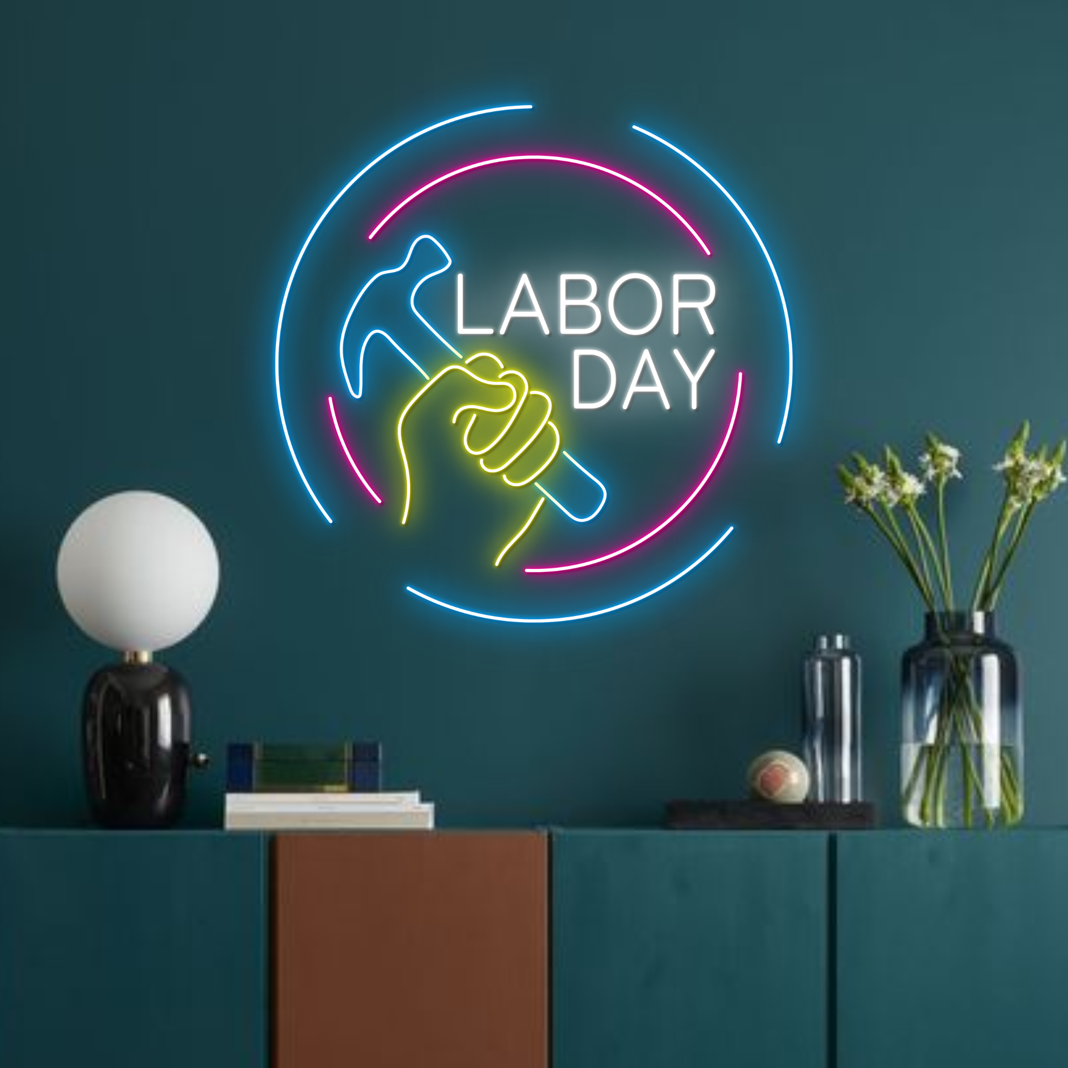 Labor Day Neon Sign Office Wall Art Decor