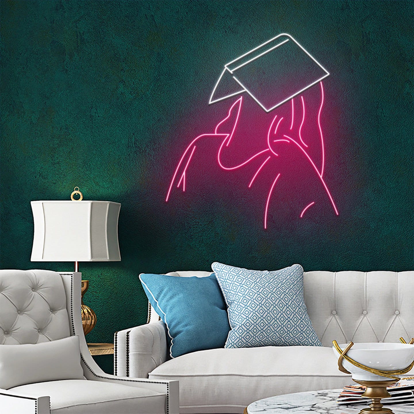 Sad Woman With Book Neon Signs