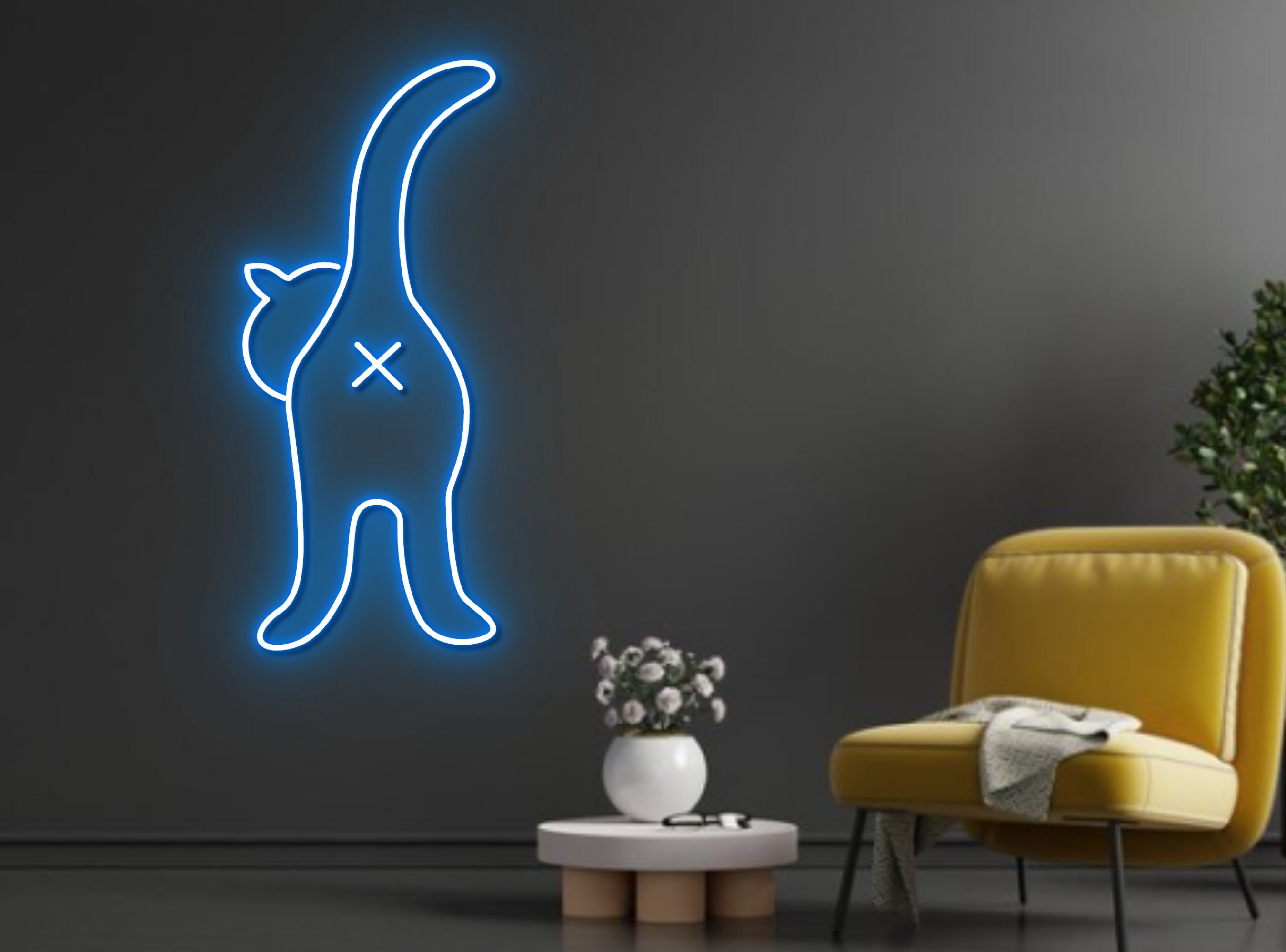 Cat Butt Line Art Neon Sign Decor Gift