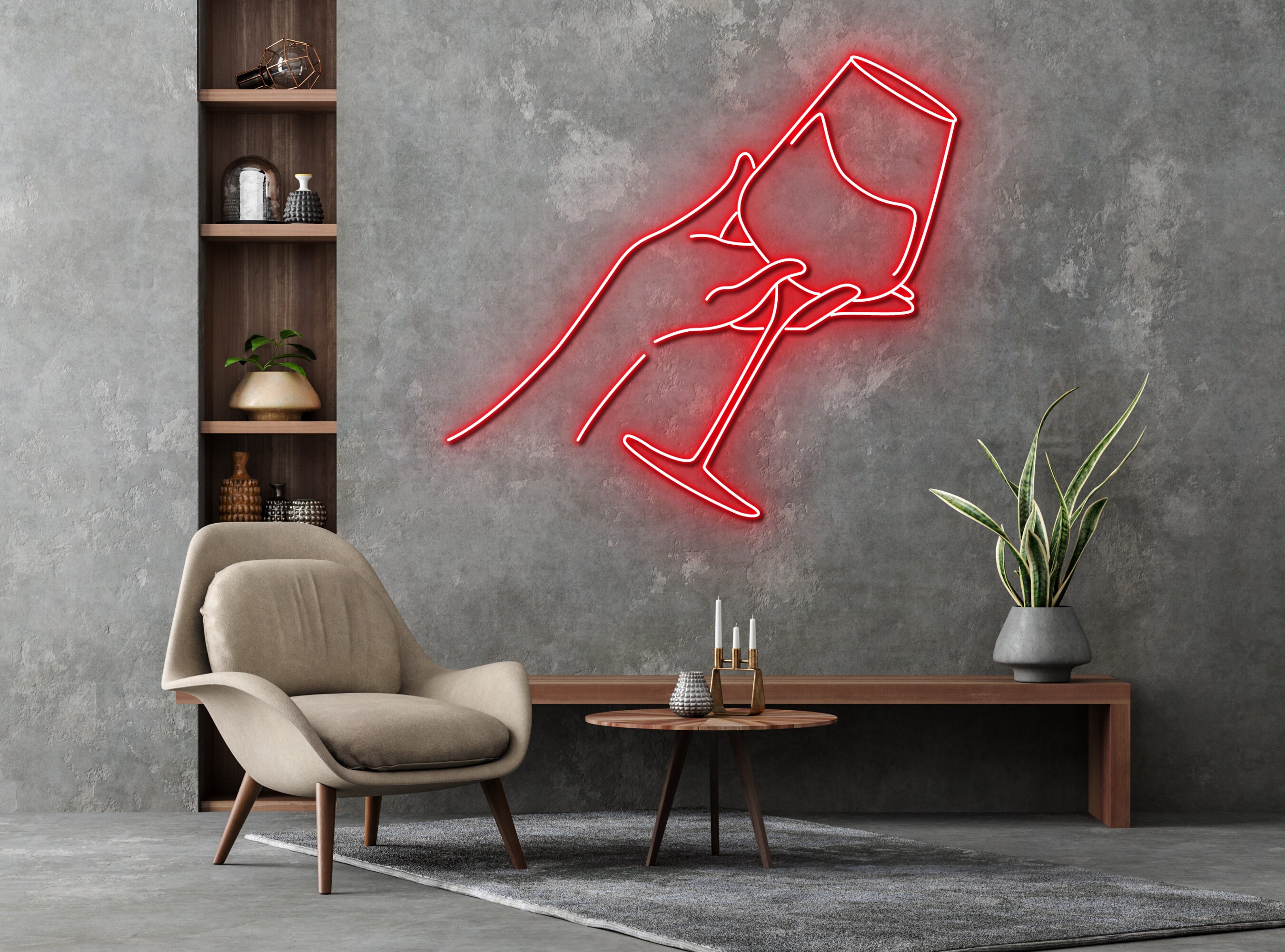 Woman Holds Champaign Glass Party Pub Neon Signs