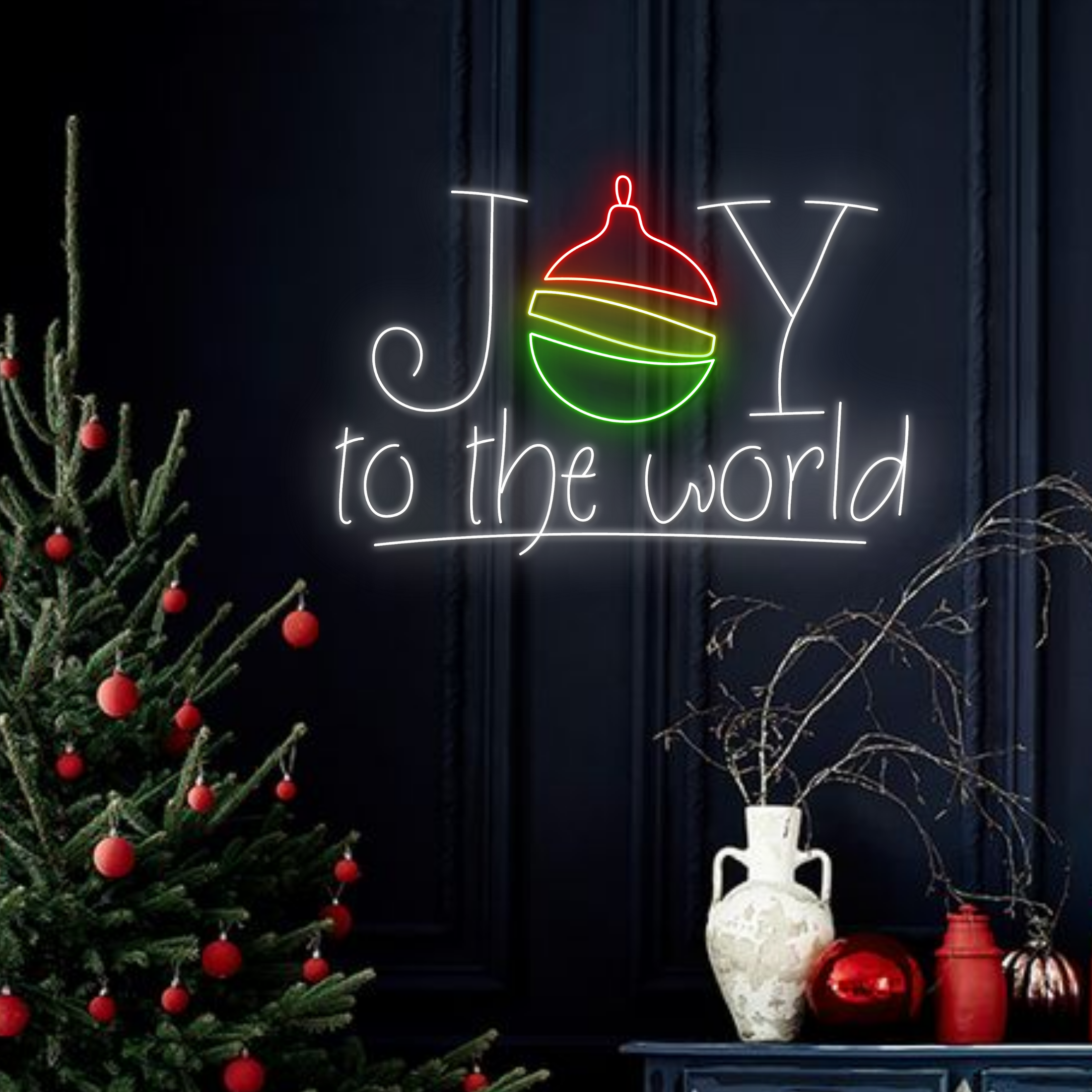 Joy To The World Bauble Neon Signs Christmas Decor