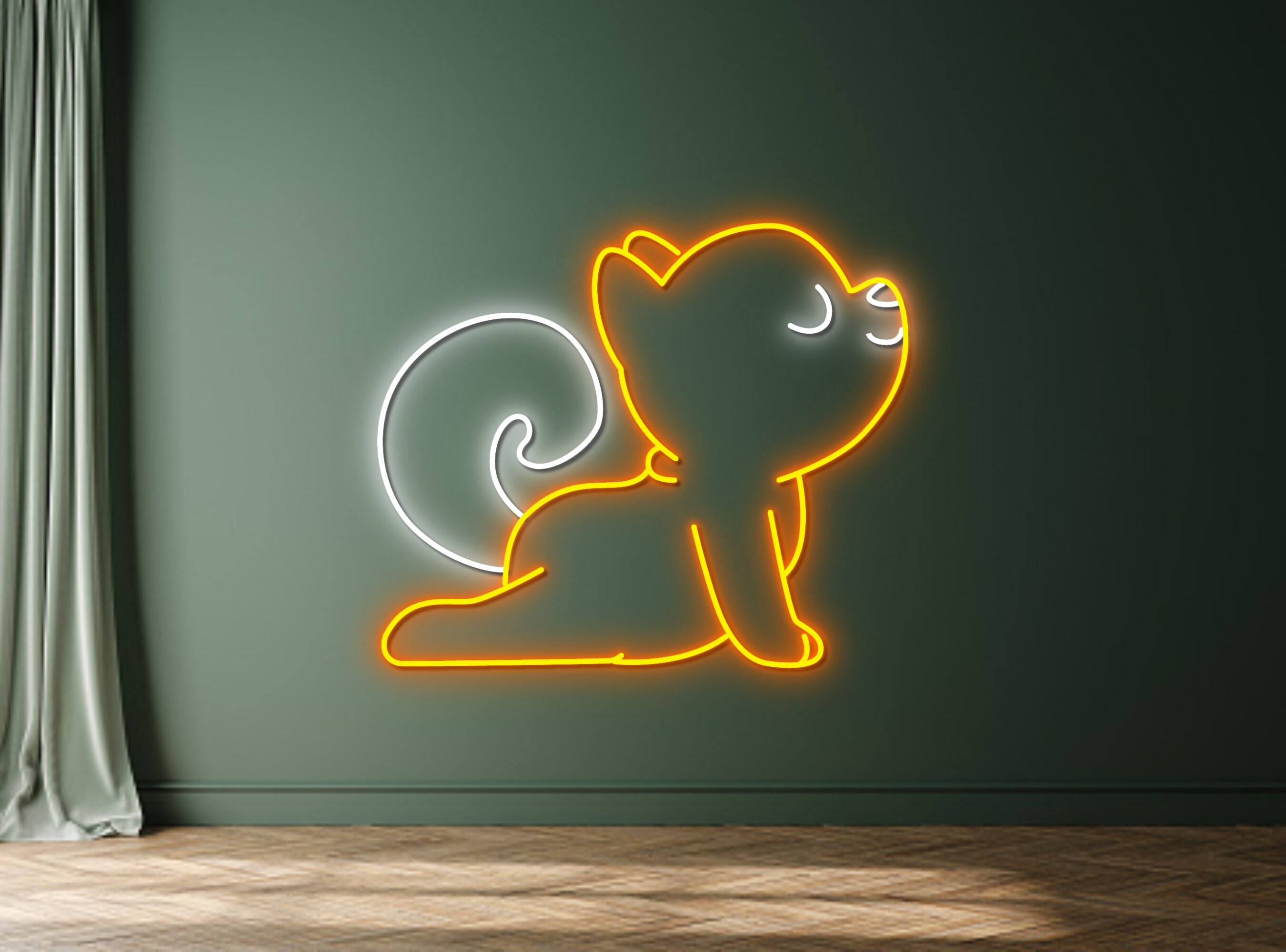 Chibi Dog Yoga Pose Neon Sign