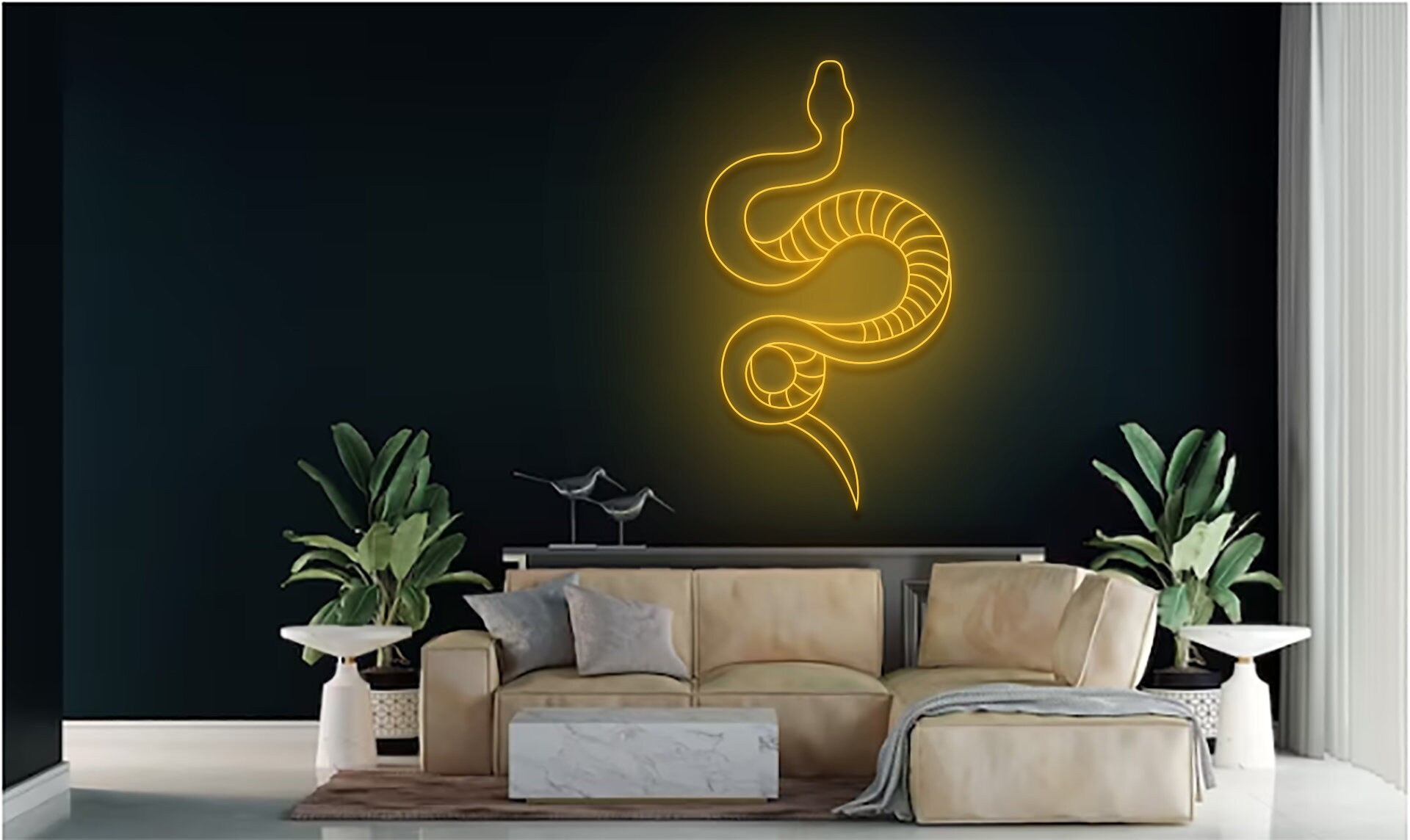 Snake Line Art Neon Sign Wall Art Signage