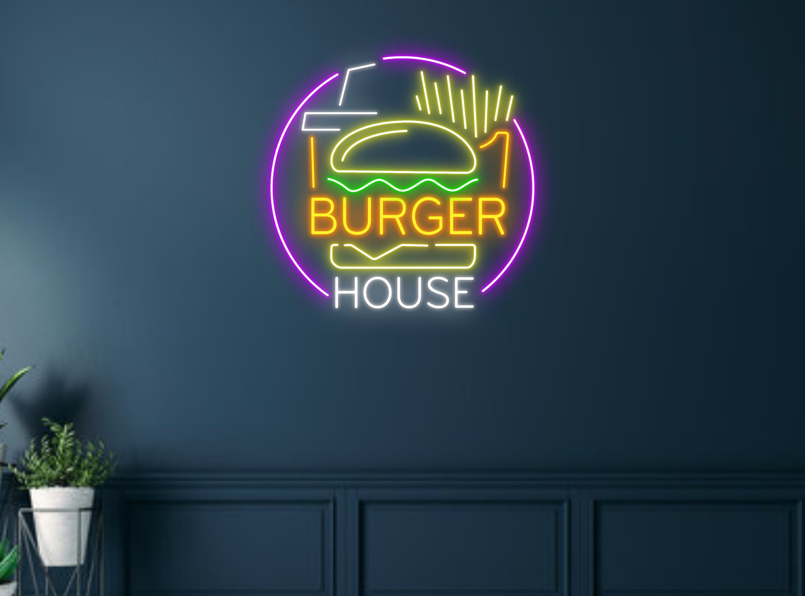 Burger House Neon Sign Restaurant Decor