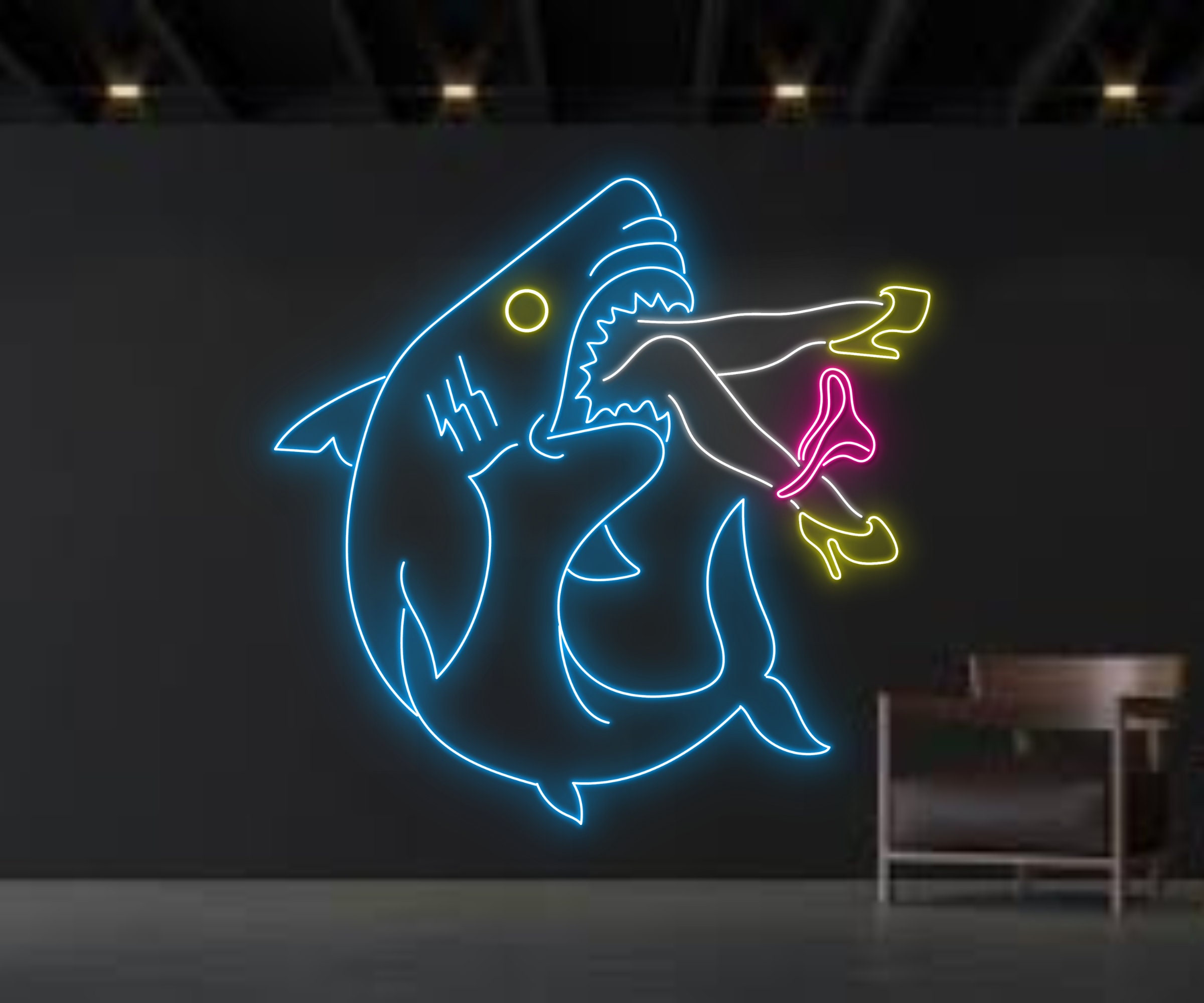 Shark Eat Girl Neon Sign