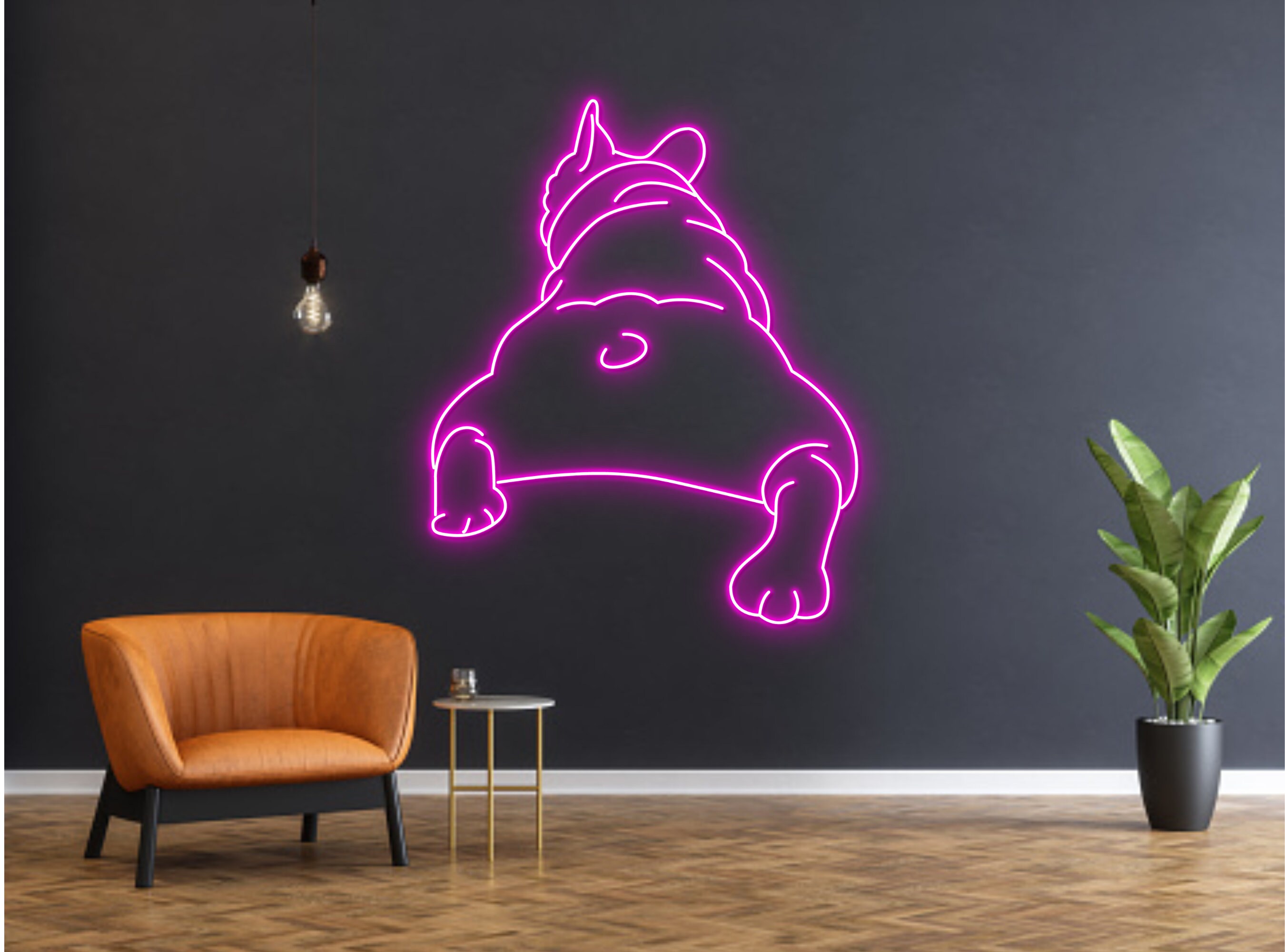 Lazy Lying Pug French Bulldog Neon Sign Wall Art