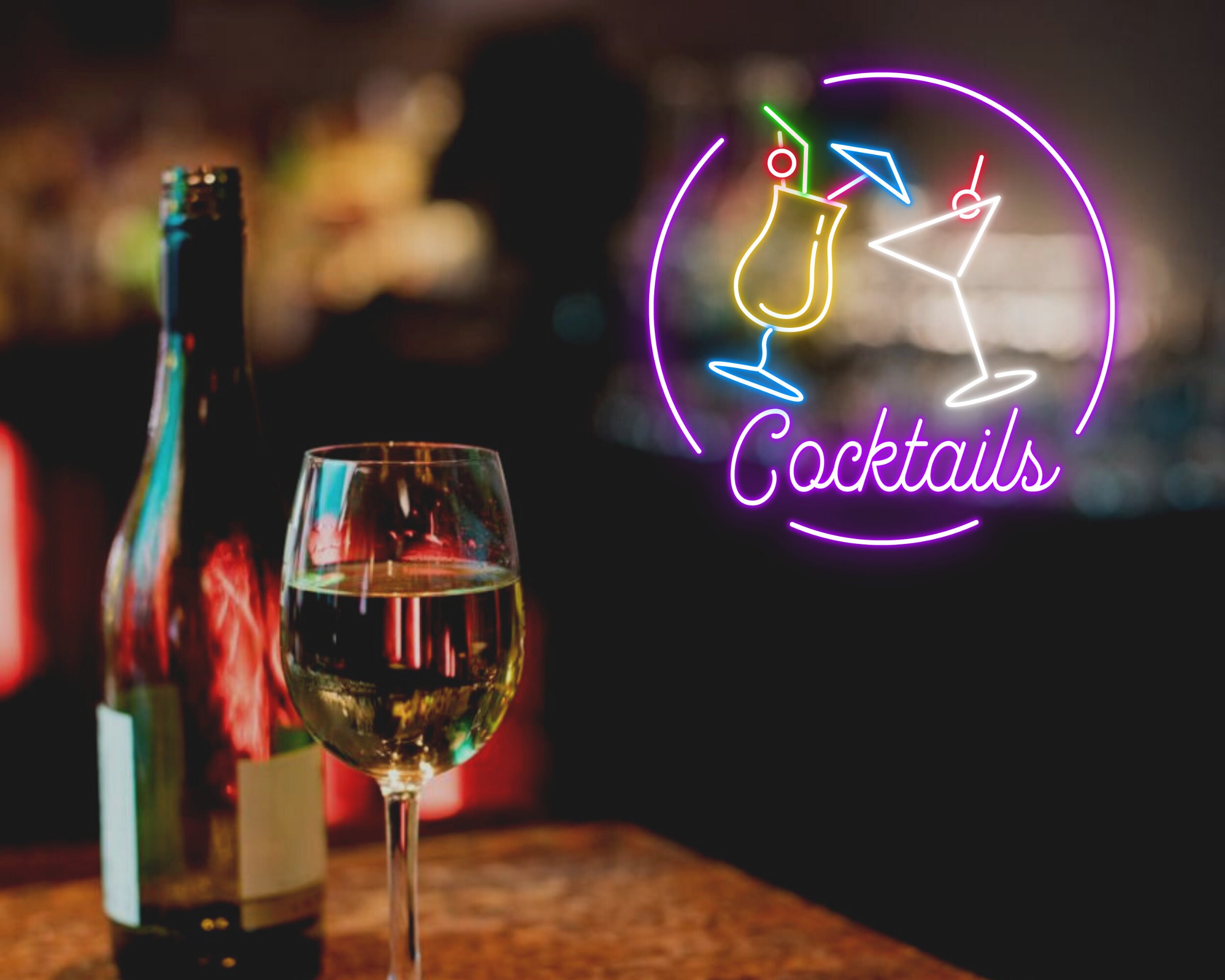 Cocktails Cup Bar Pub Neon Signs Decor sign