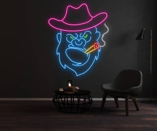 Monkey Chimpanzee Smoking Neon Sign