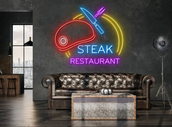 Steak Neon Sign Steak Restaurant Signboard Wall Decor