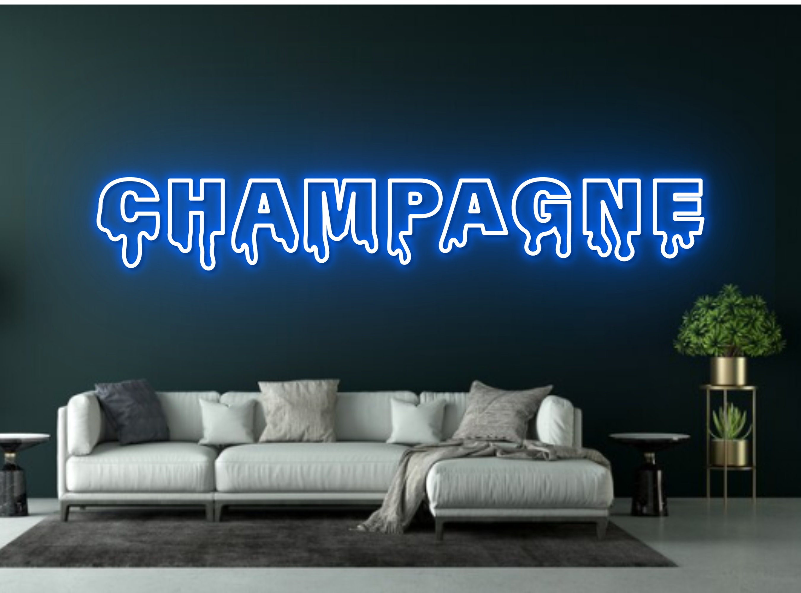 Champagne Dripping Text Effect Neon Sign