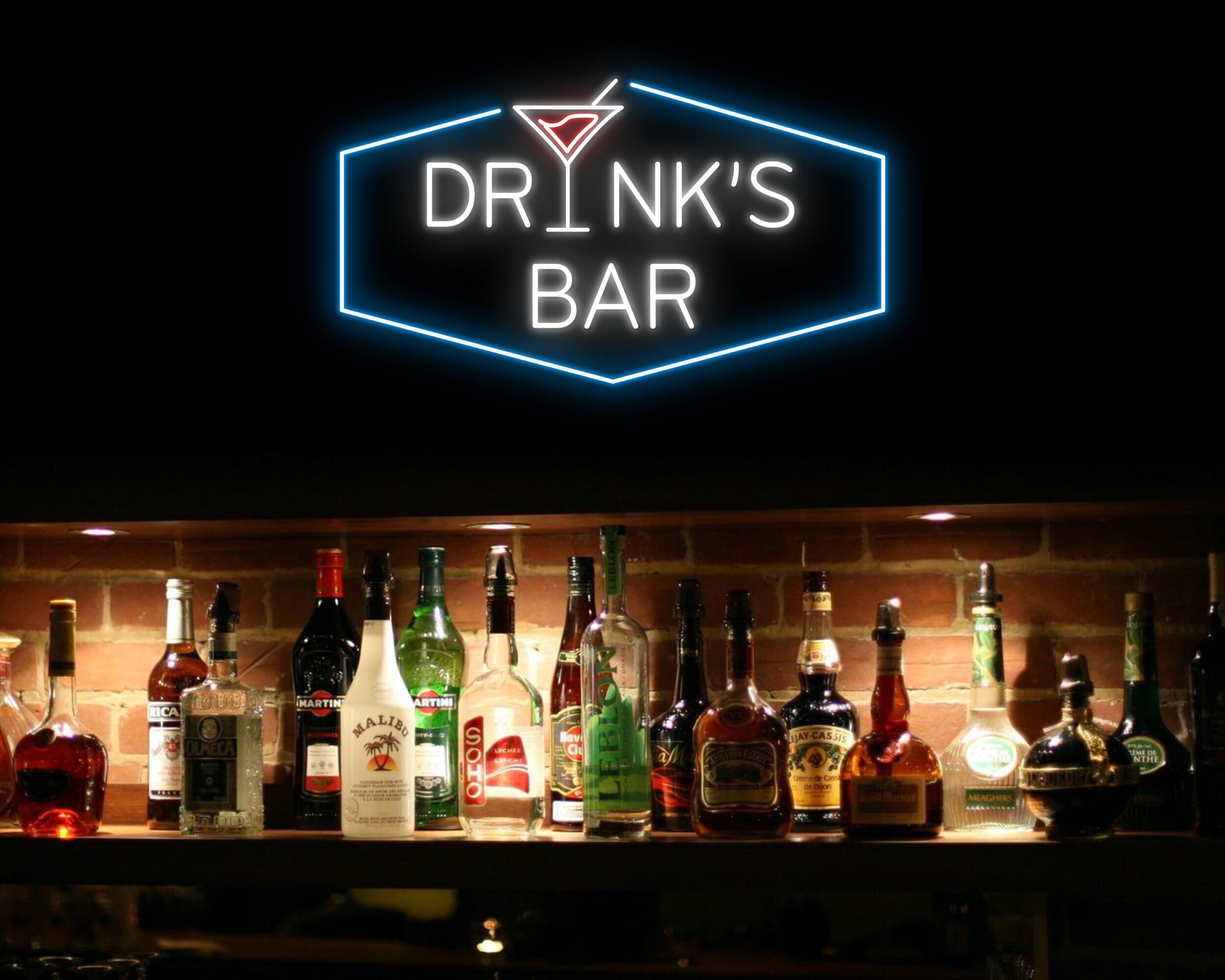 Drinking Cocktail Bar Neon Sign Beer Wall Decor