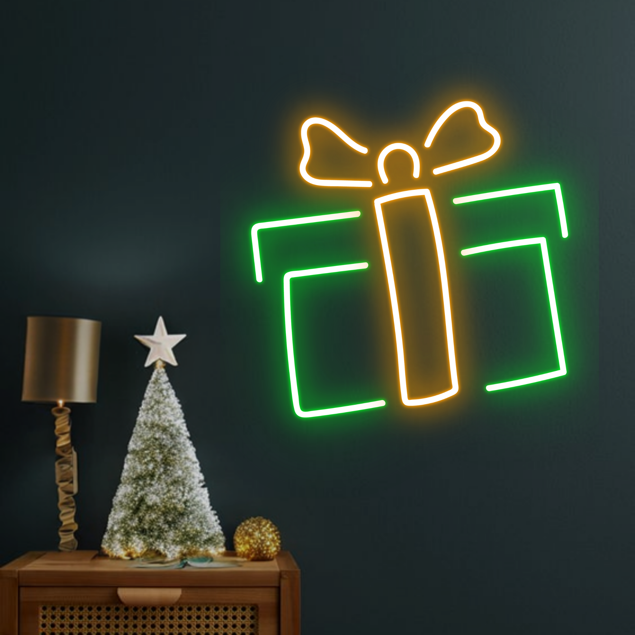 Christmas Gift Box Neon Sign Christmas Set Decor