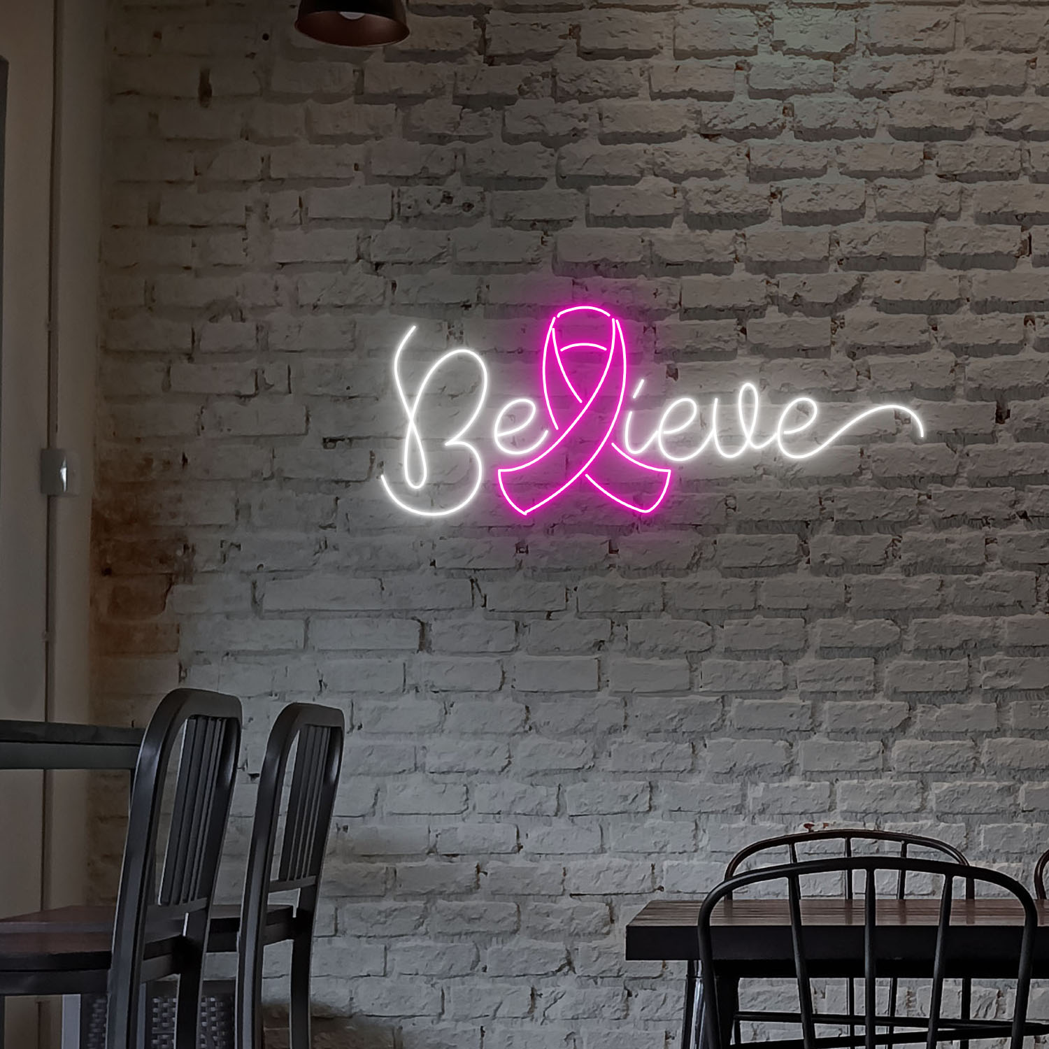 Belive Breast Cancer Awareness Neon Sign Wall Decor