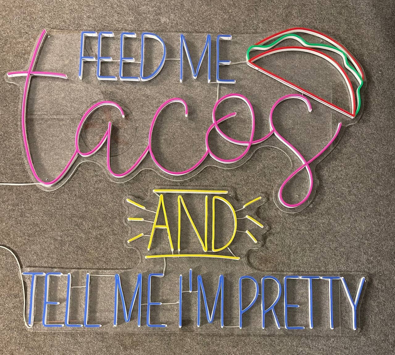 Feed Me Tacos Neon Sign Restaurant Wall Decor Signboard
