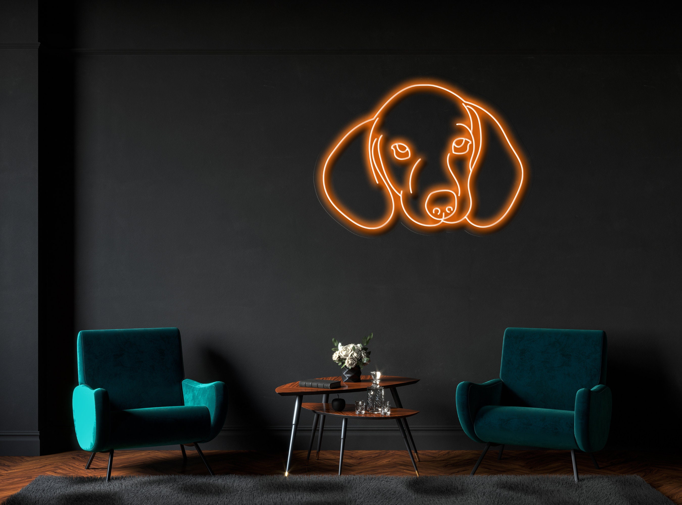 Face Sausage Dog Neon Sign