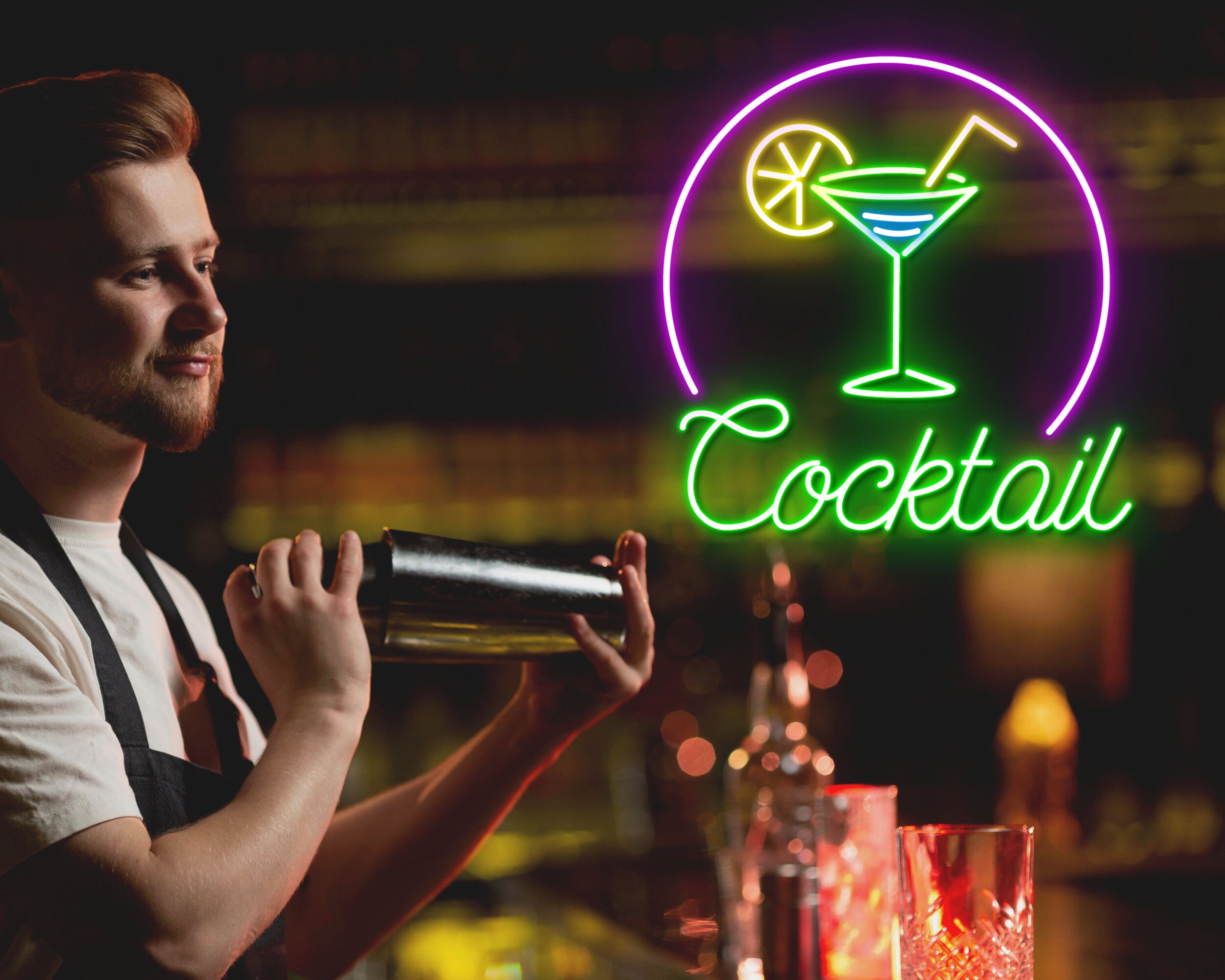 Cocktails Cup Bar Pub Neon Signs Decor Gift