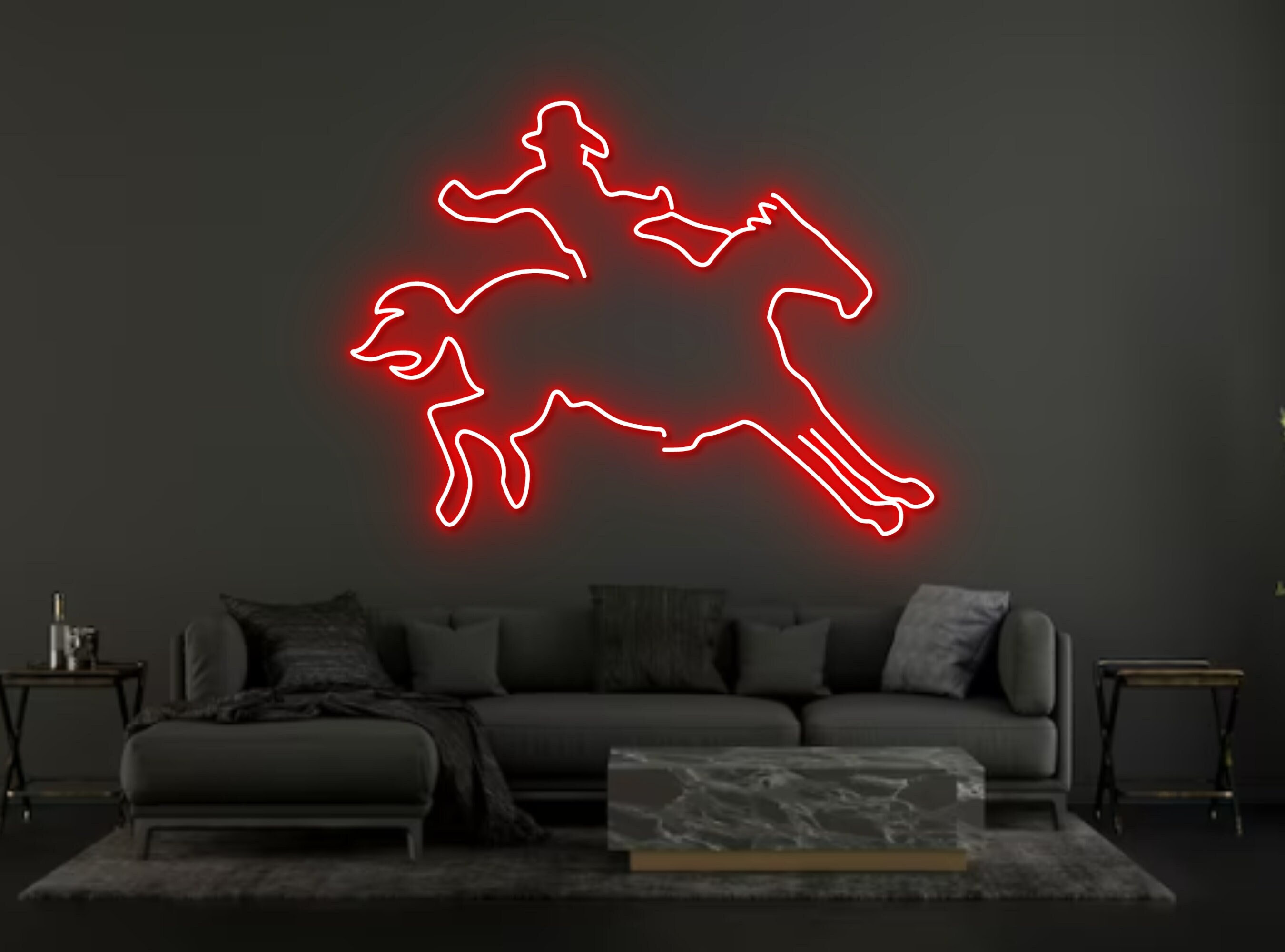 Cowboy Riding Horse Neon Sign Hanging Sign Wall Art
