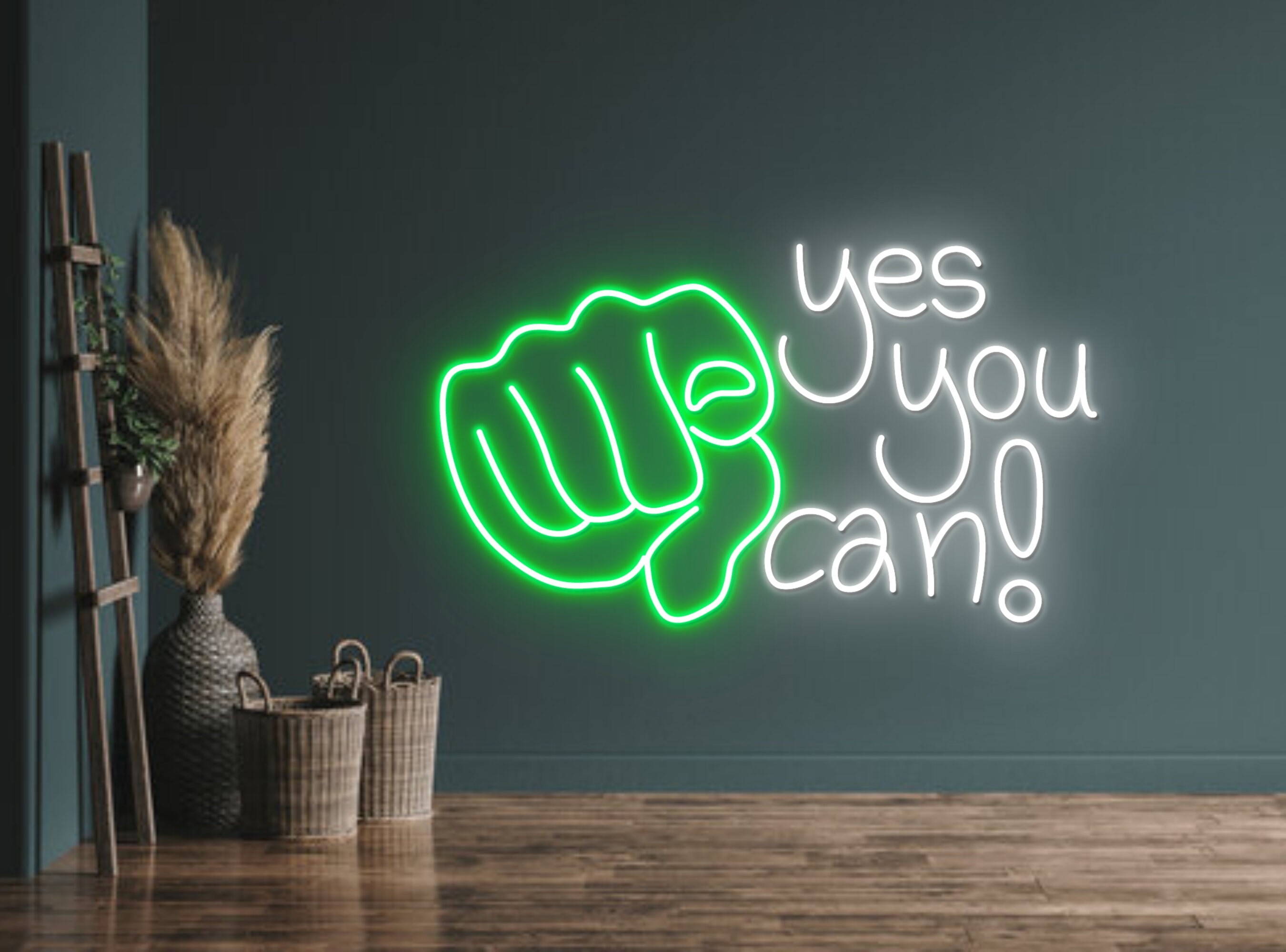 Hand Pointing Yes You Can Neon Sign