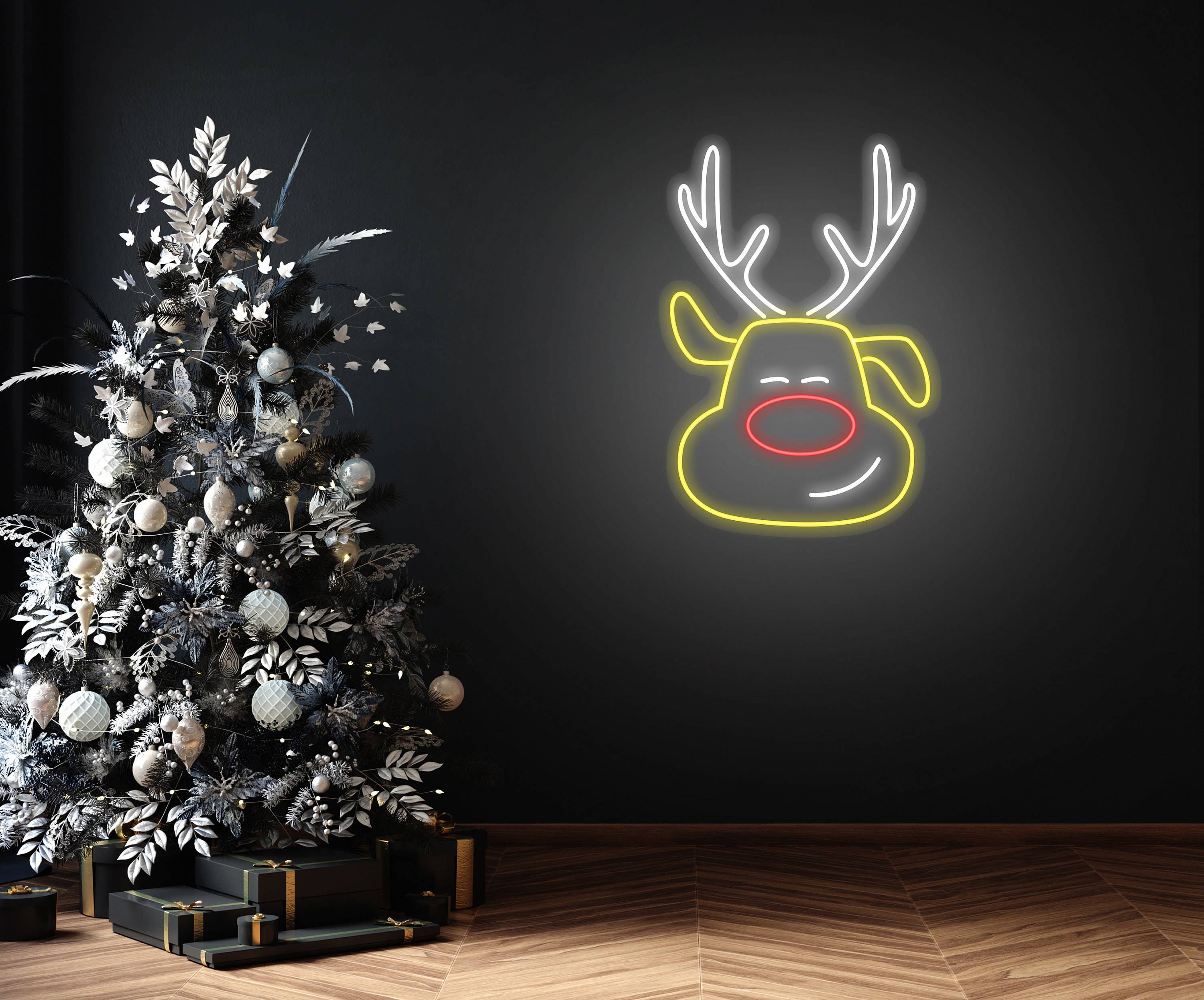 Cute Reindeer Neon Sign for Christmas Decor