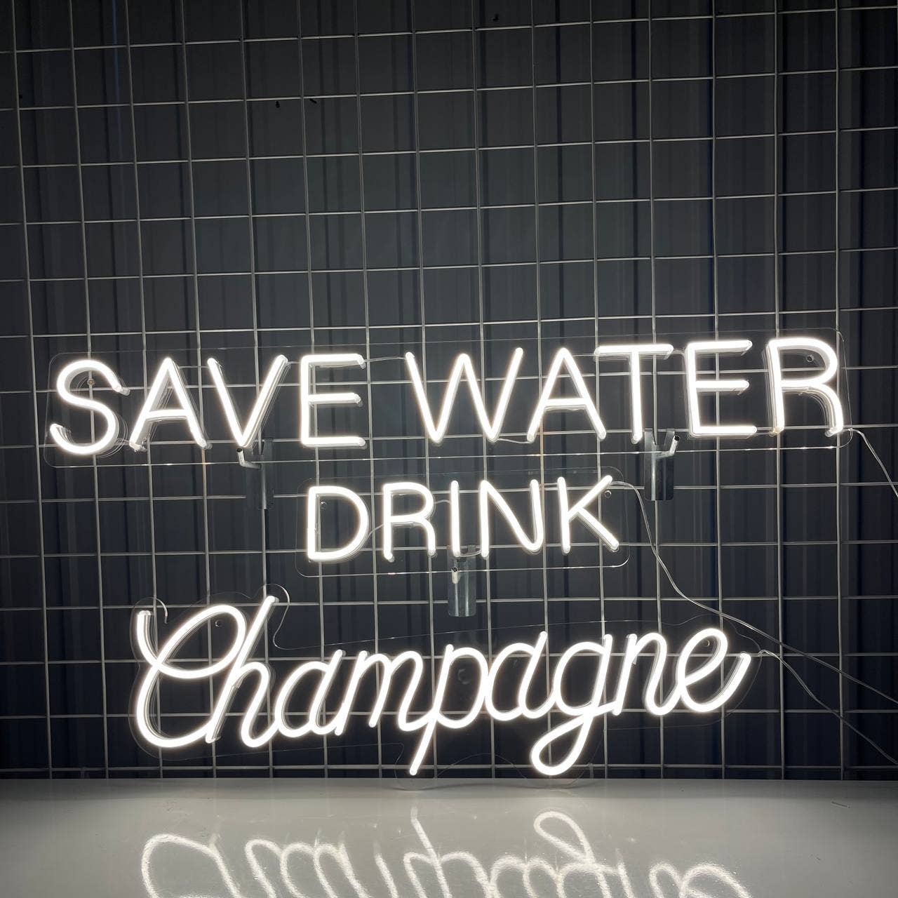 Save Water Drink Champagne Neon Sign Bar Bub Wall Decor