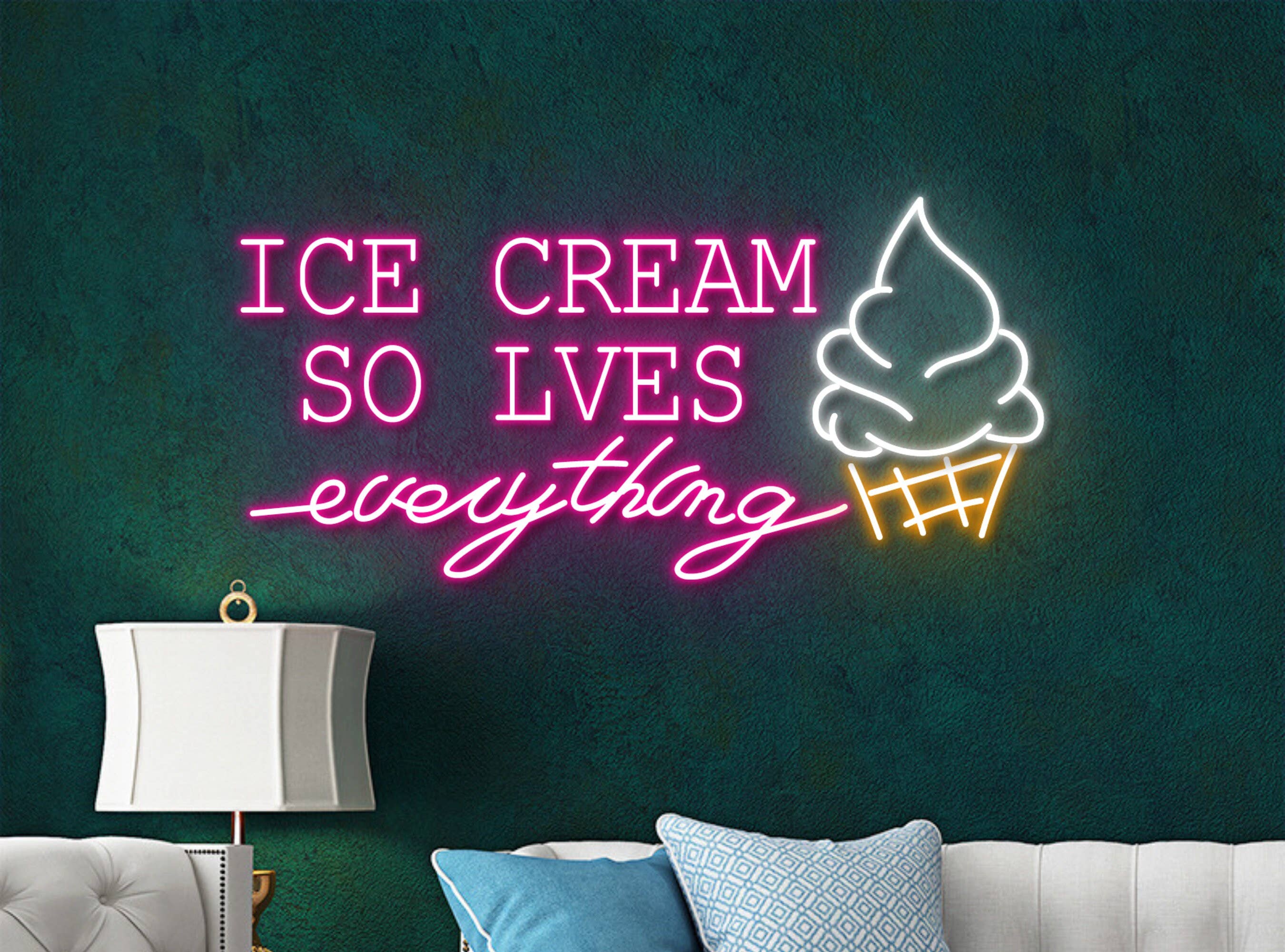 Ice Cream Solve Everything Neon Sign Store Decor Signboard