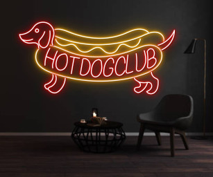 Sausage Dog Club Neon Sign Hotdog Wall Decor Neon Sign