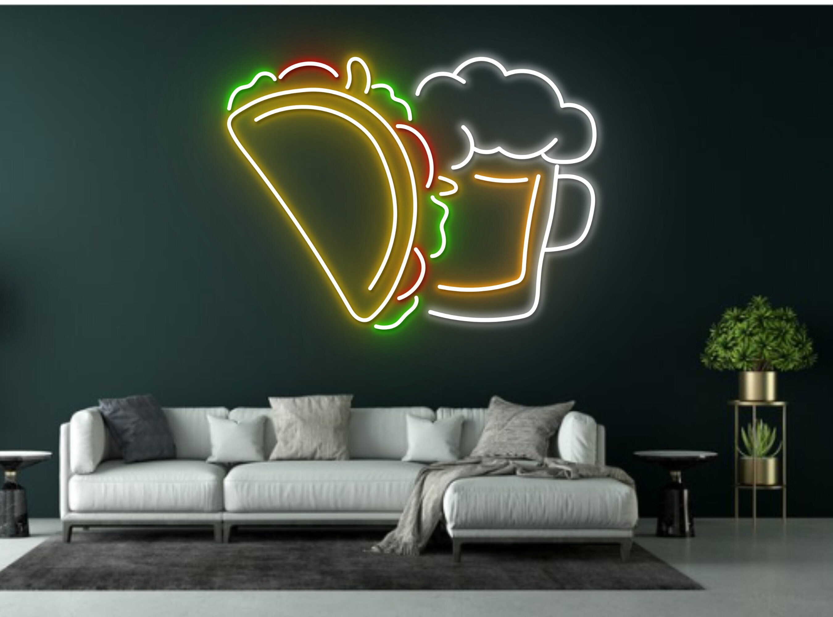 Mexico Tacos And Beer Restaurant Neon Sign