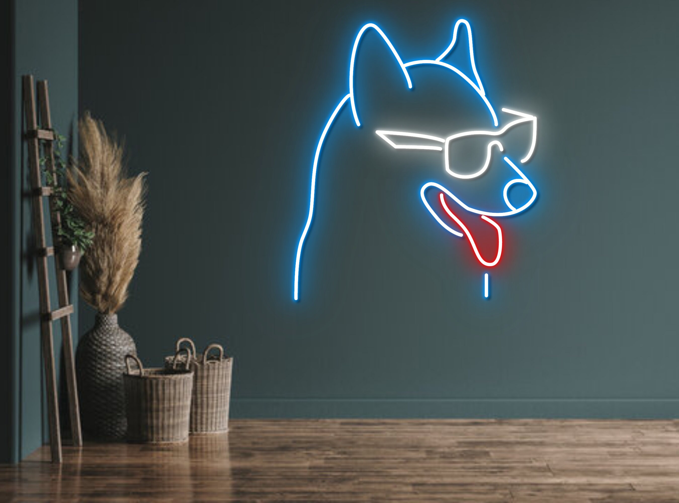Cool Dog With Glasses Neon Sign
