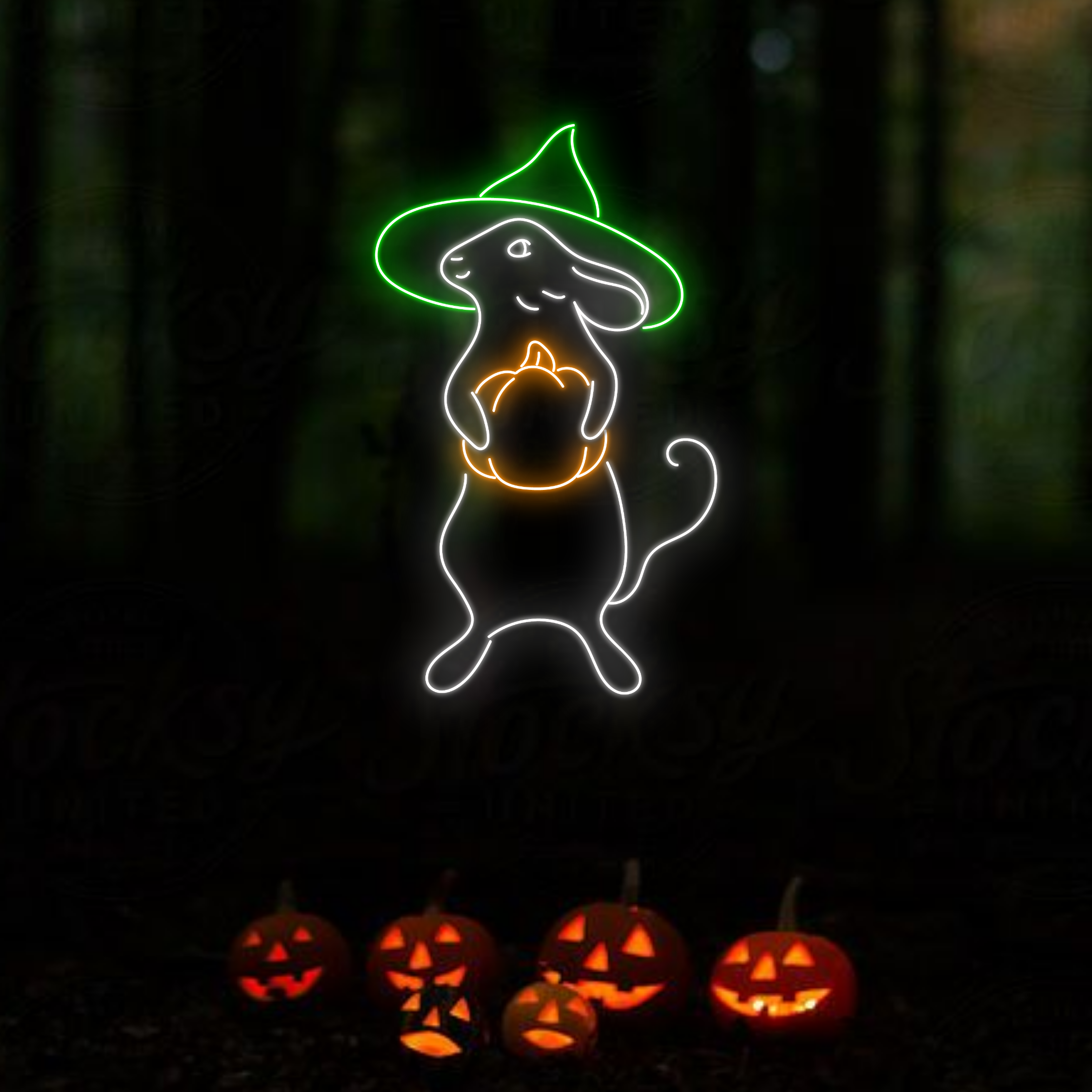 Mouse pumpkin Neon Signs Halloween Long-lasting Decor