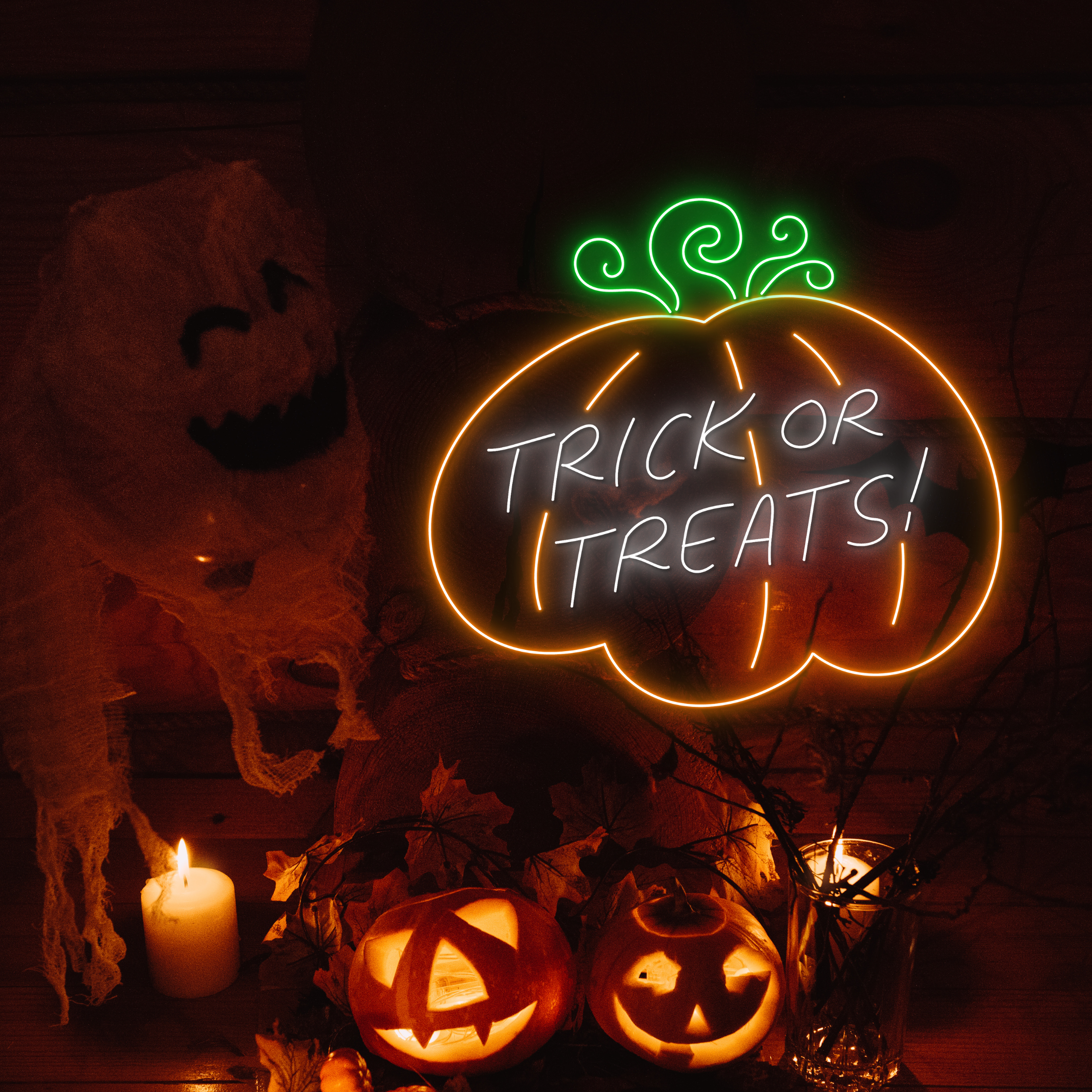 Pumpkin Trick or Treats Neon Sign Halloween Lights Decor