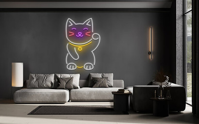 Waving Lucky Cat Neon Signs