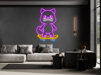 Shiba Inu Dog Skateboard Neon Sign