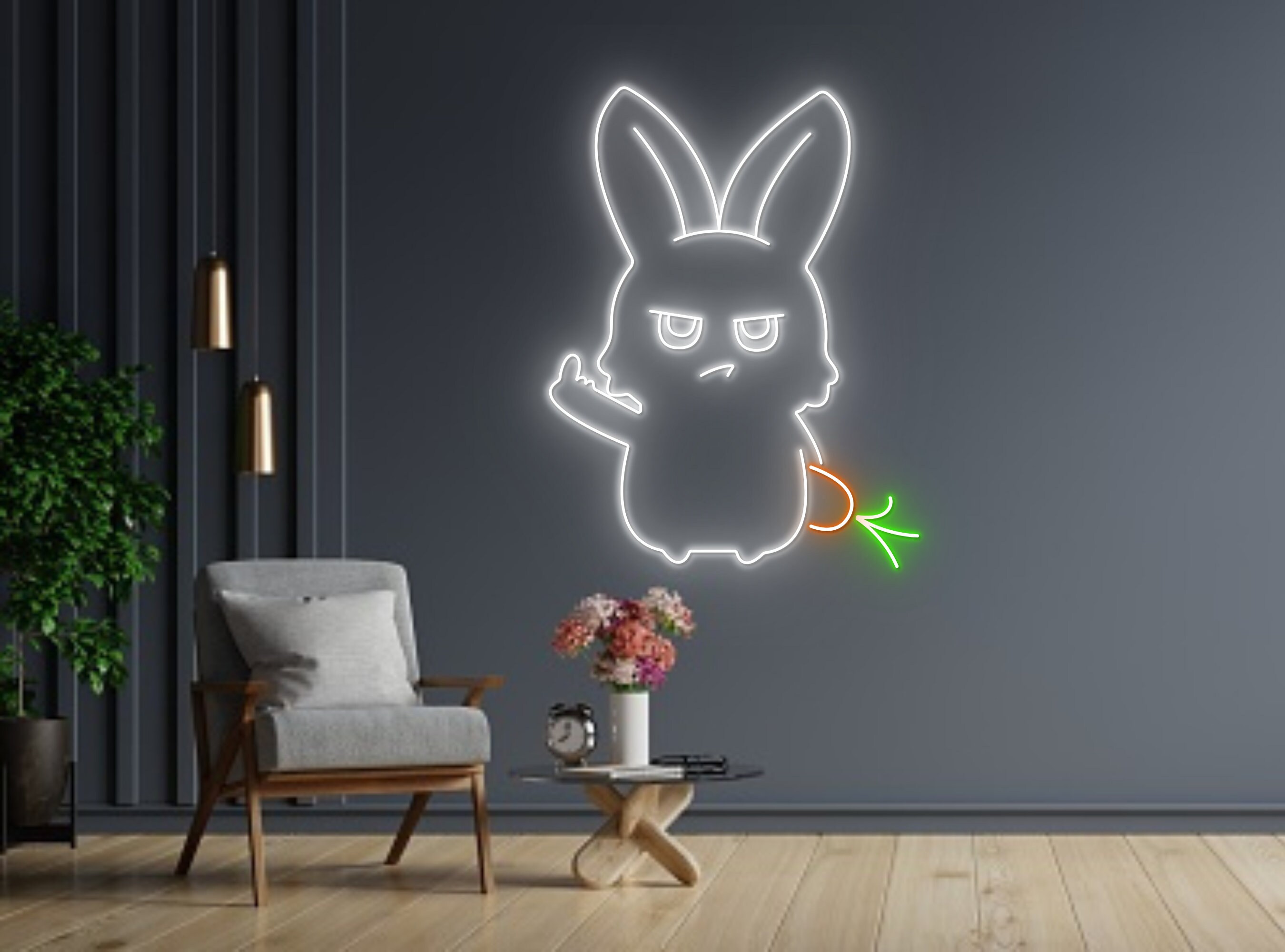 Angry Bunny Rabbit Neon Sign