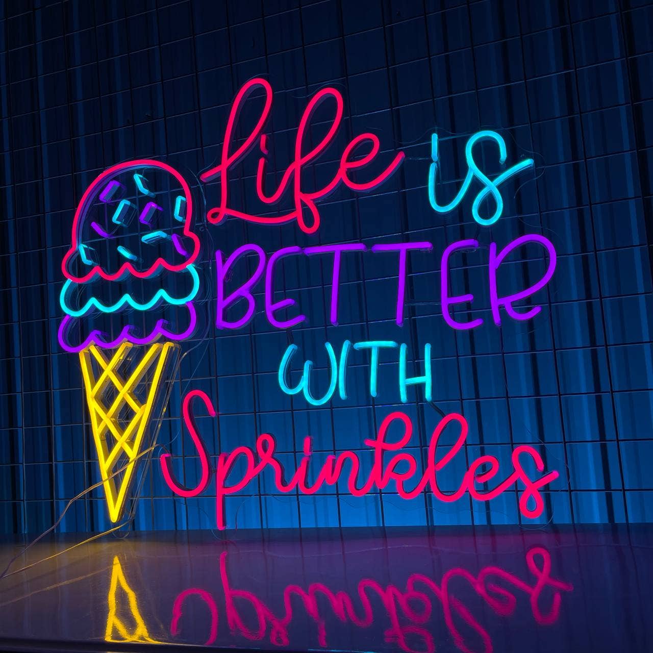 Life Is Better With Sprinkles Neon Sign Ice Cream Decor