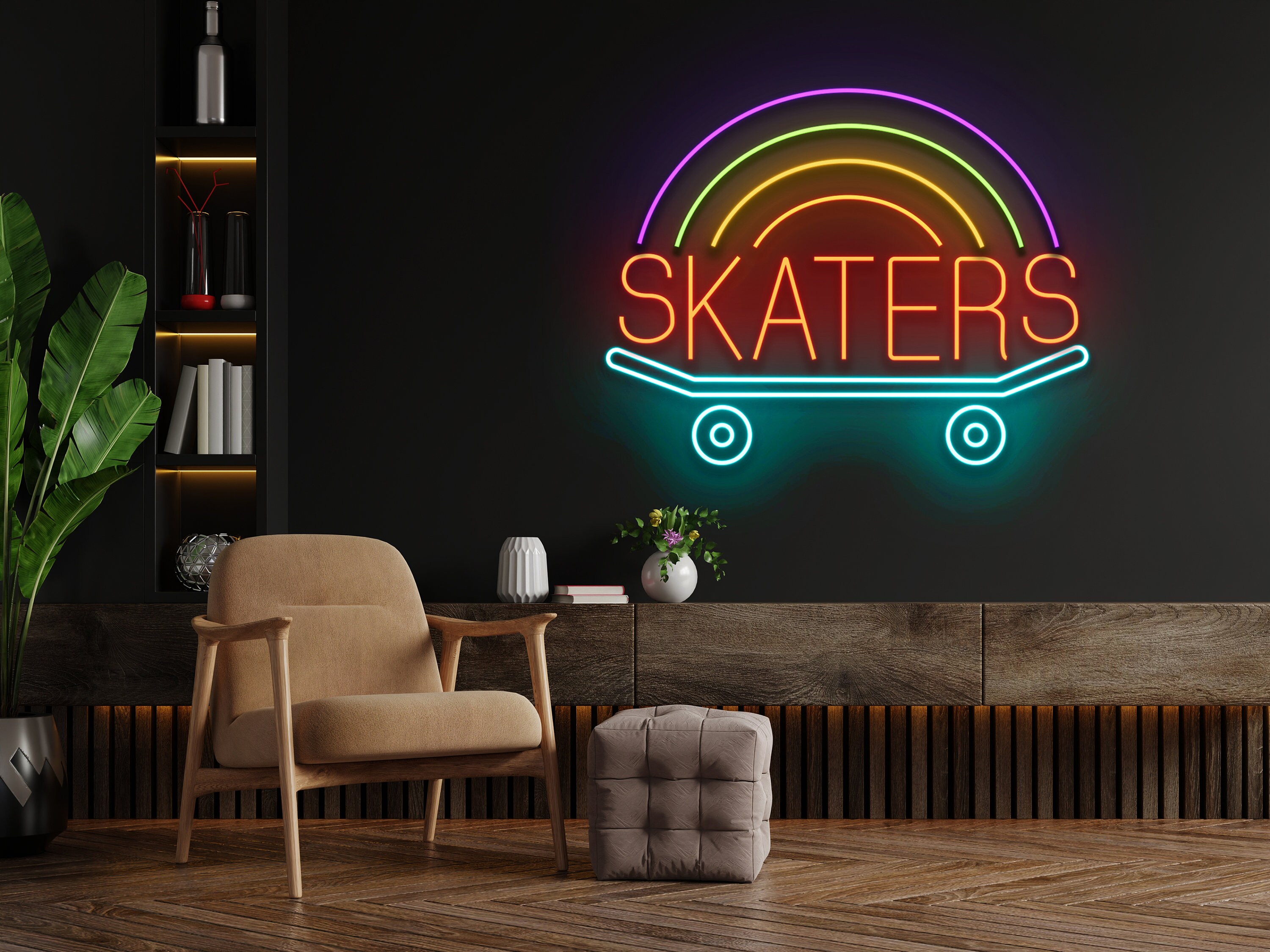 Skate Board Neon Signs Bedroom Decor