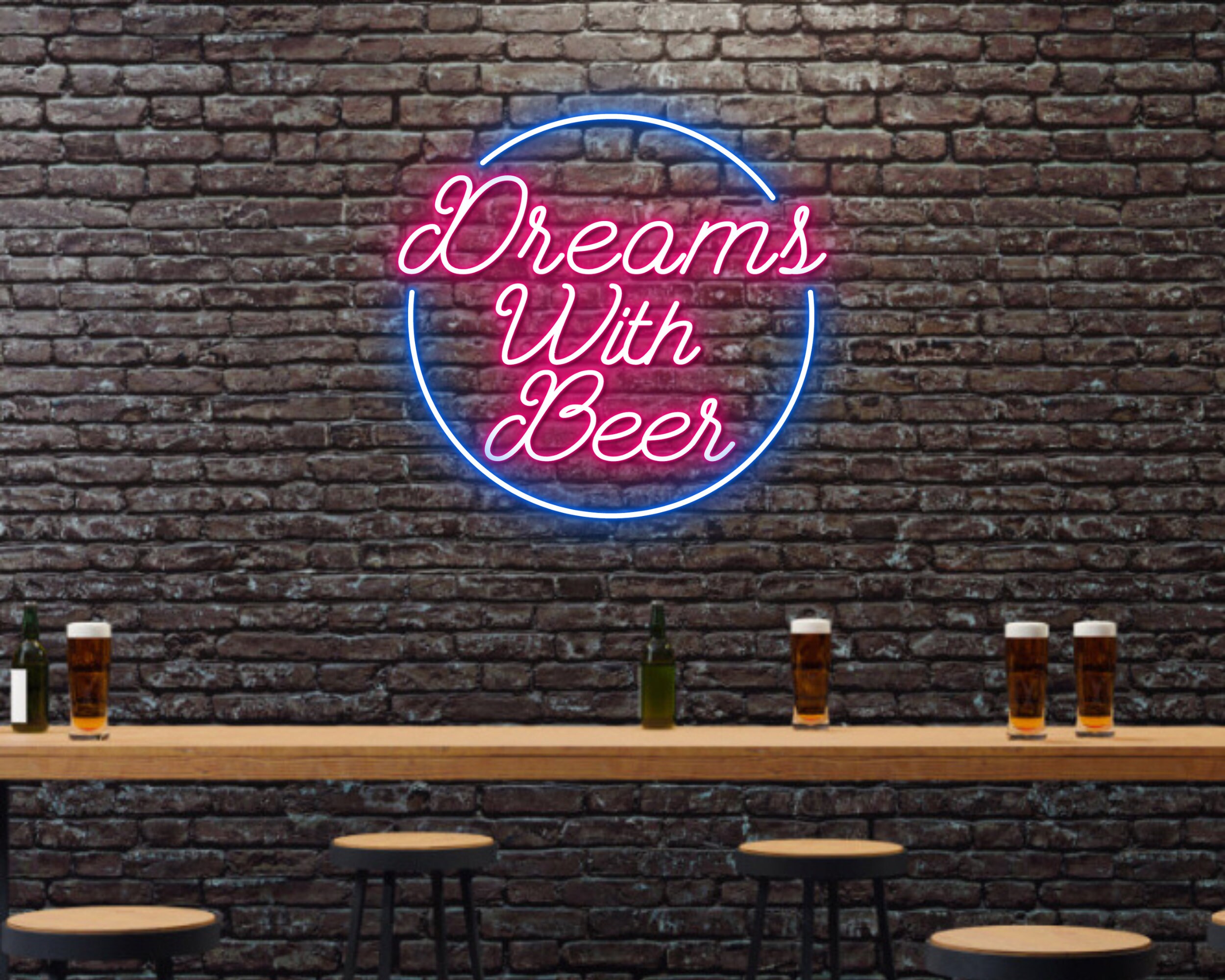 Dream With Beer Neon Sign Beer Wall Decor