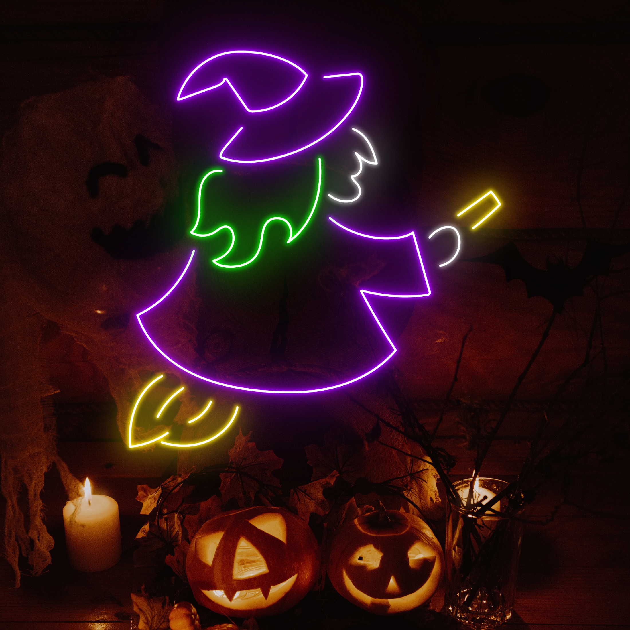 Magician Witch Neon Signs Halloween Decor