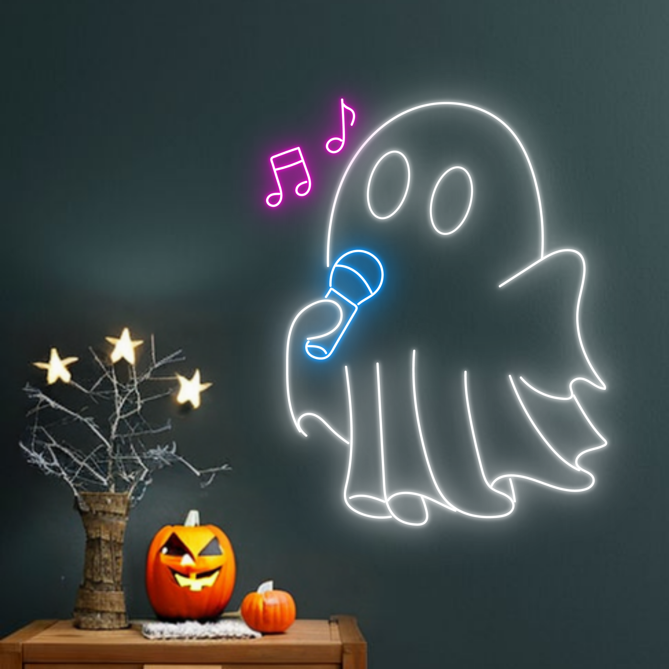 Ghost Sing A Song Neon Sign Club Studio Halloween Decor