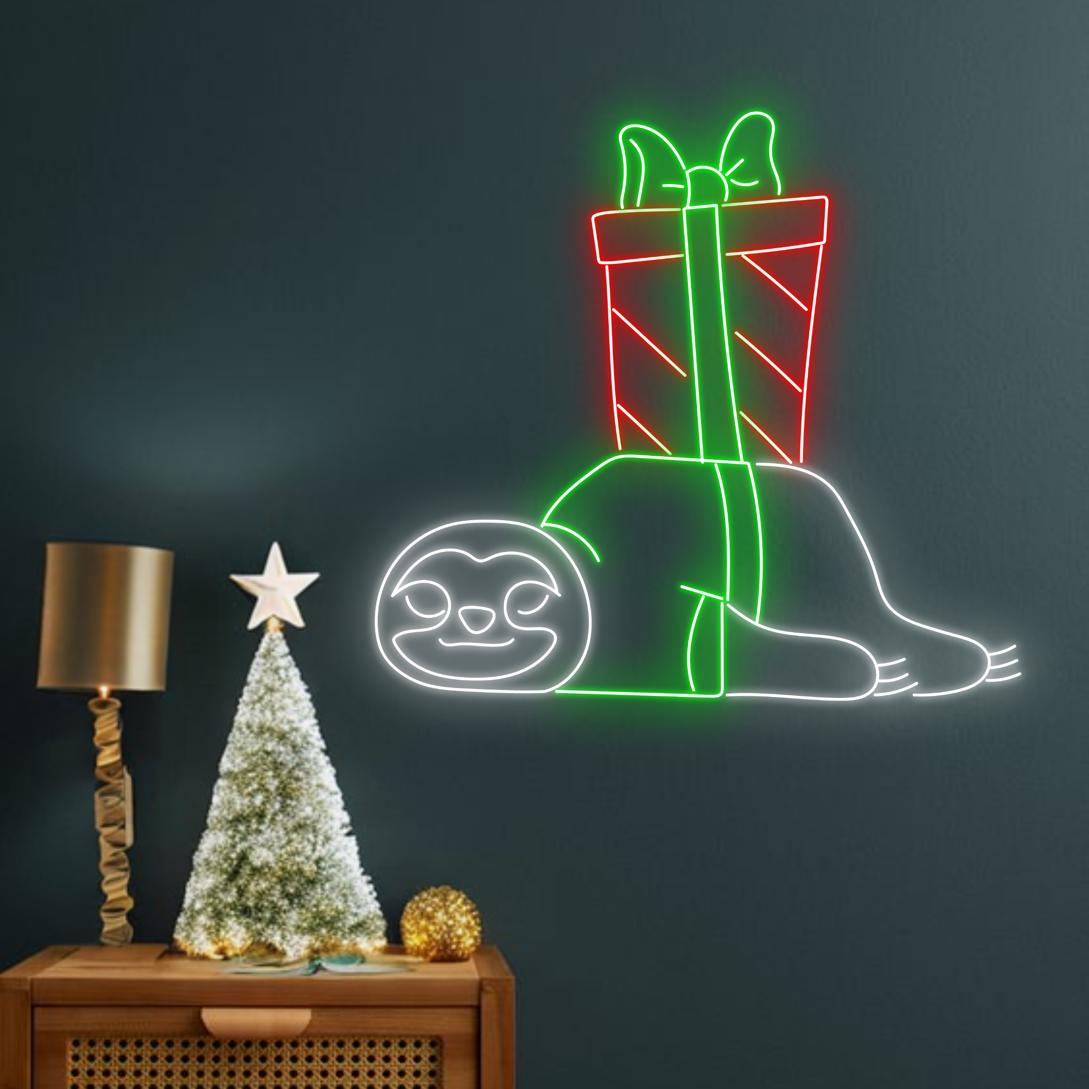Lazy Sloth Christmas Gift Neon Sign Christmas Decoration