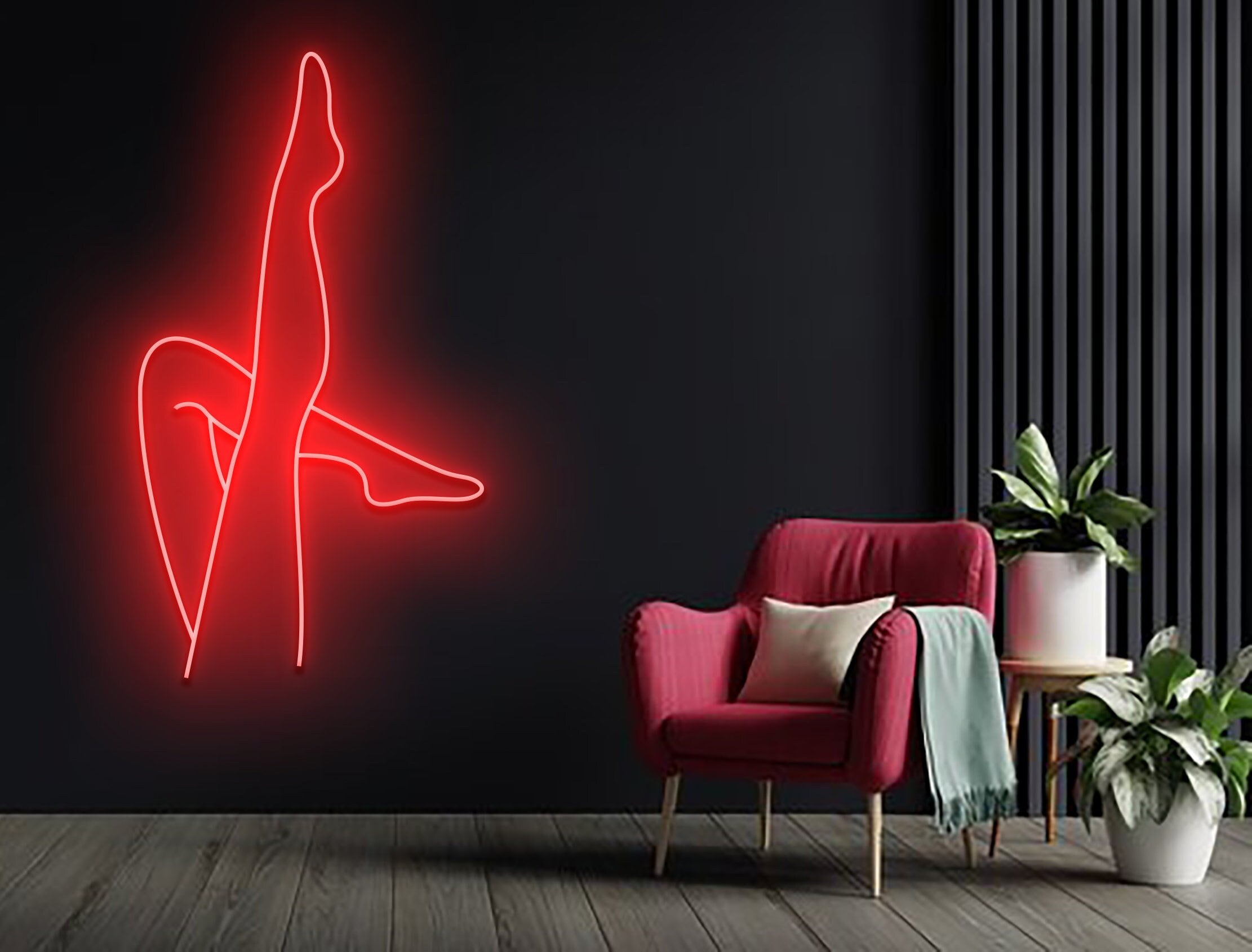 Sexy Beautiful Legs Body Woman Line Art Neon Signs